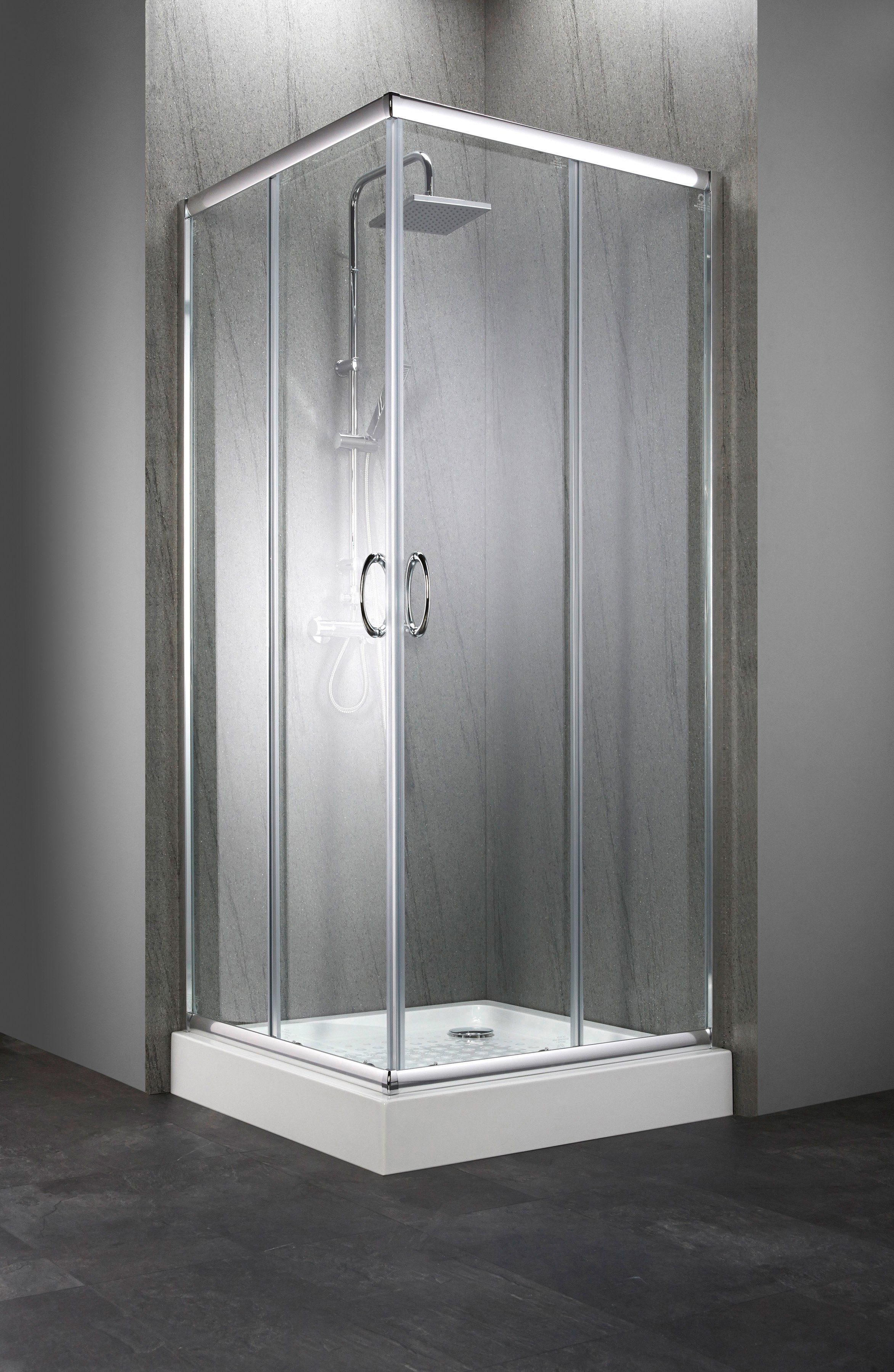 welltime Hoekdouchecabine Summer met groot verstelbereik, doucheafscheiding met schuifdeuren, 90 cm x 90 cm douchecabines zilver