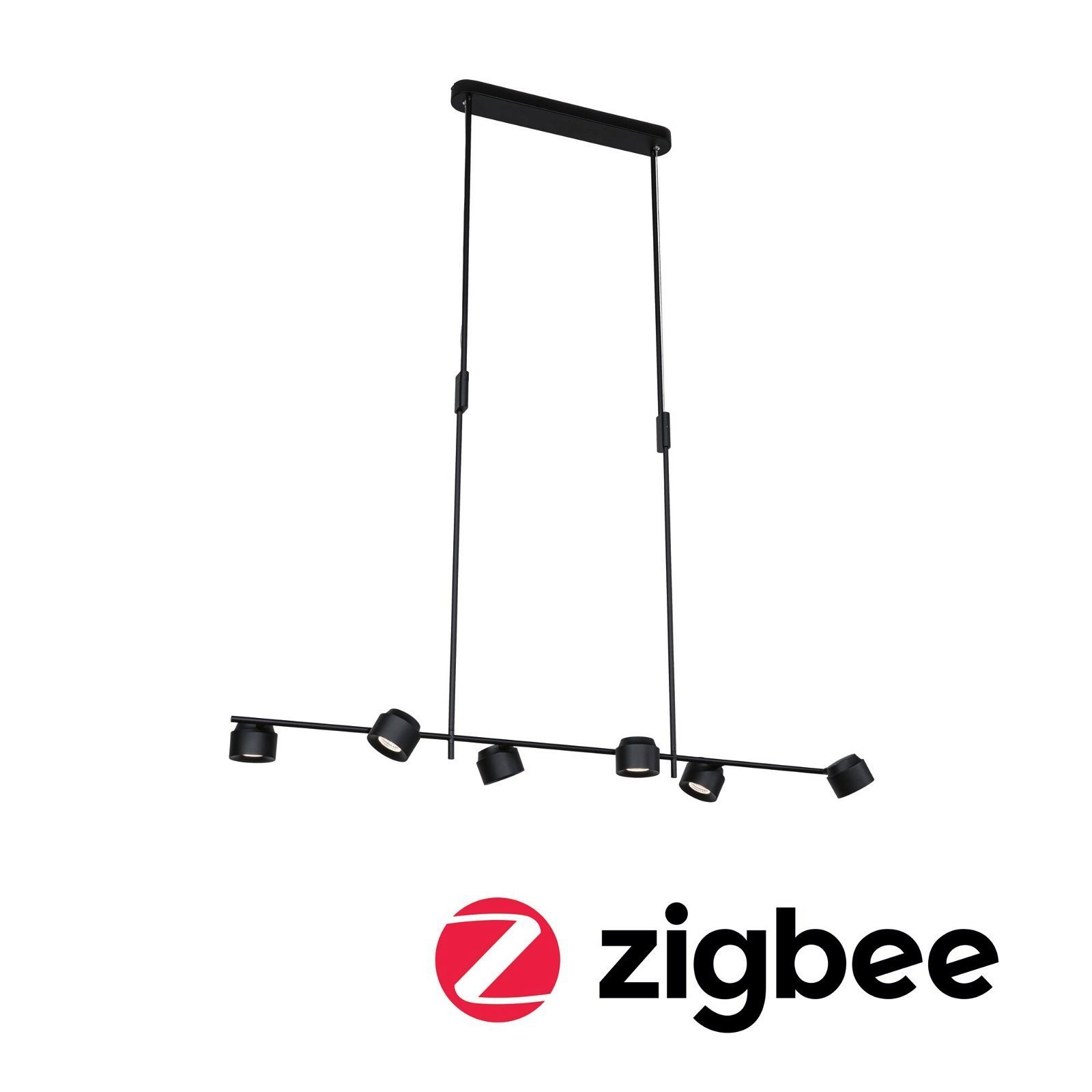 Paulmann Led-hanglamp Puric Pane Effect Smart Home Zigbee 6x6W zwart 230V Metaal (1 stuk)
