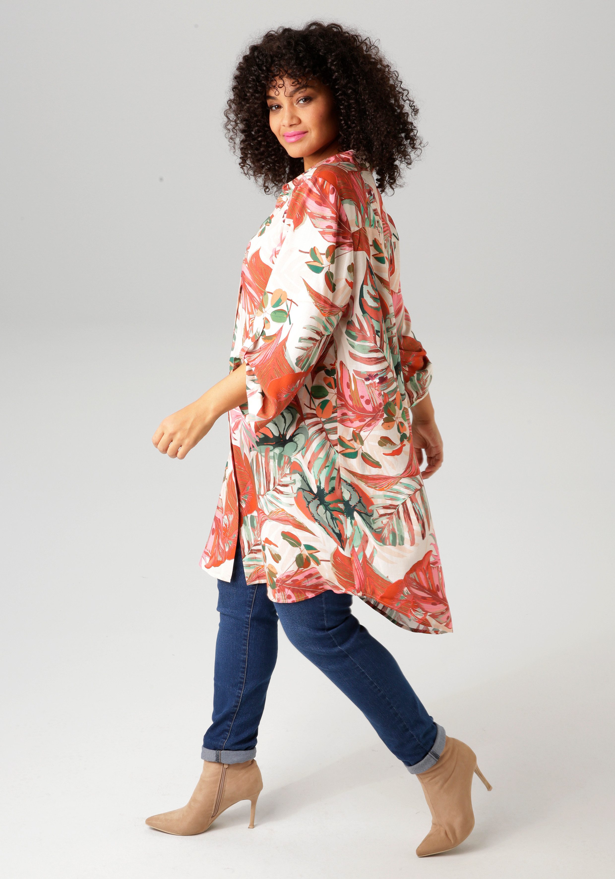 Aniston PLUS Overhemdblouse met grootformaat, kleurharmonieuze bladeren - nieuwe collectie