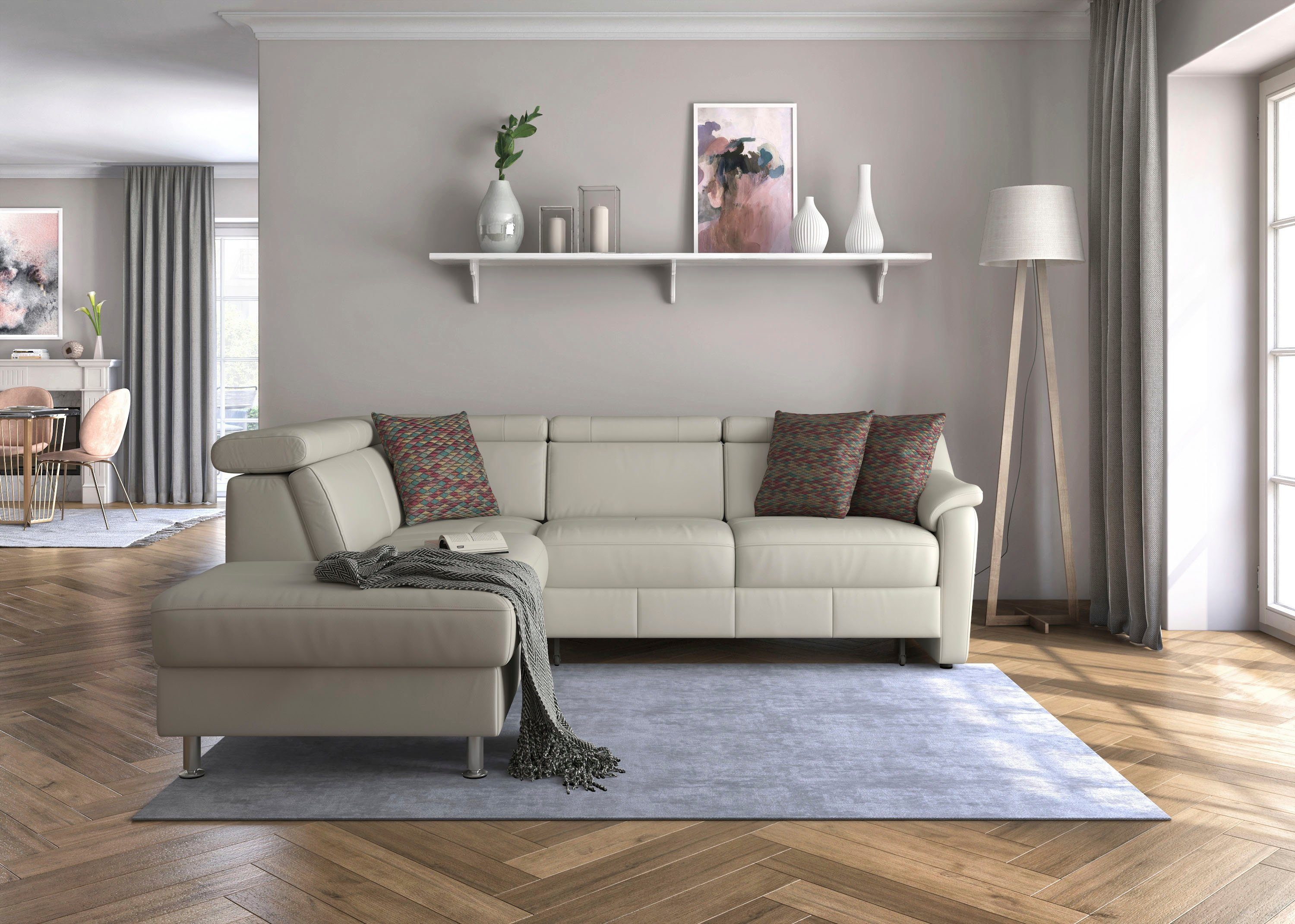 sit&more Hoekbank Freetown L-vorm met verstelbare hoofdsteun en comfortabele binnenvering
