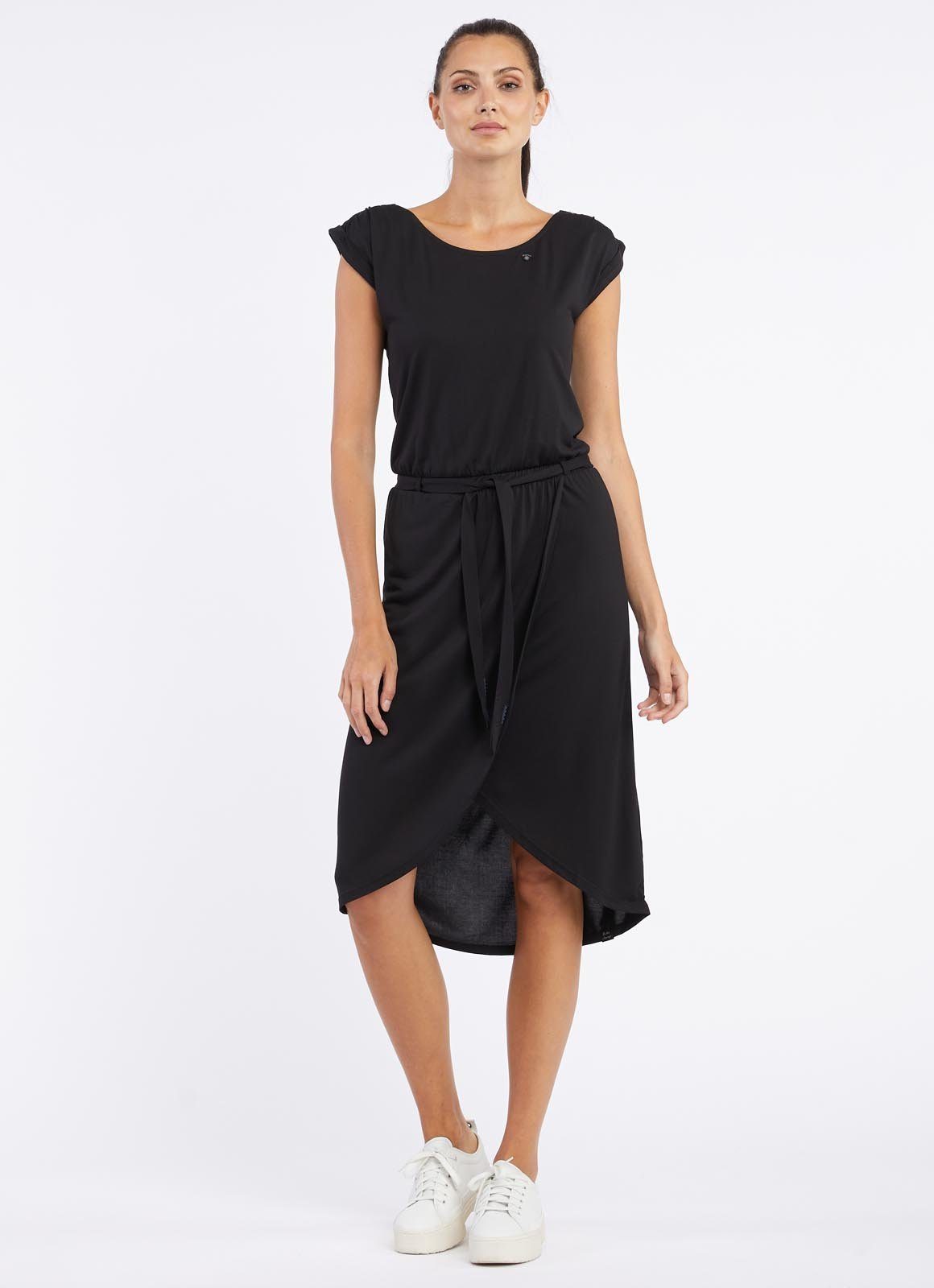 Ragwear Zomerjurk ETHANY met taille-bindband en wikkelingseffect dames zomerjurken maat XS (34) zwart