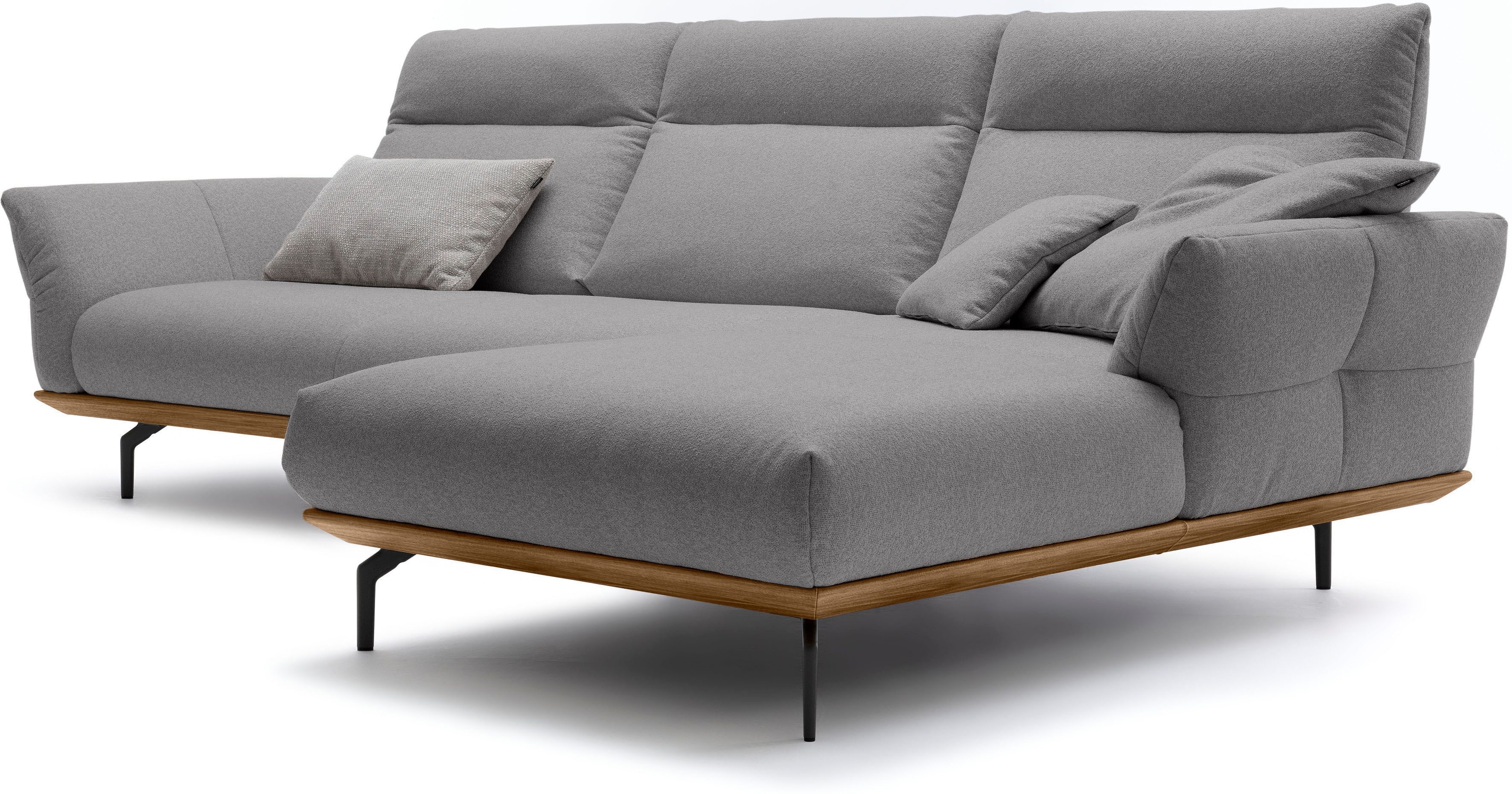 Creation BY ROLF BENZ Hoekbank Hs.460 Sokkel in walnotenhout, onderstel in umbra grijs, breedte 318 cm