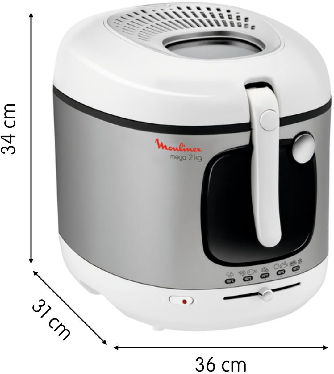 Moulinex Friteuse Mega Capaciteit 2 kg, voor 8 personen, anti-geurfilter, AM4800