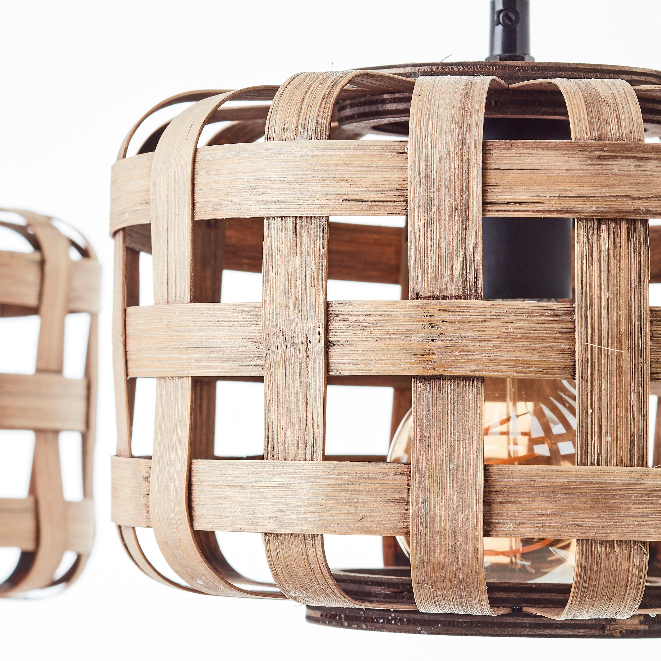Brilliant Leuchten Hanglamp Woodline 146 x 25 x 104 cm, 3 x e27, kappen van bamboe, natuur/zwart (1 stuk)