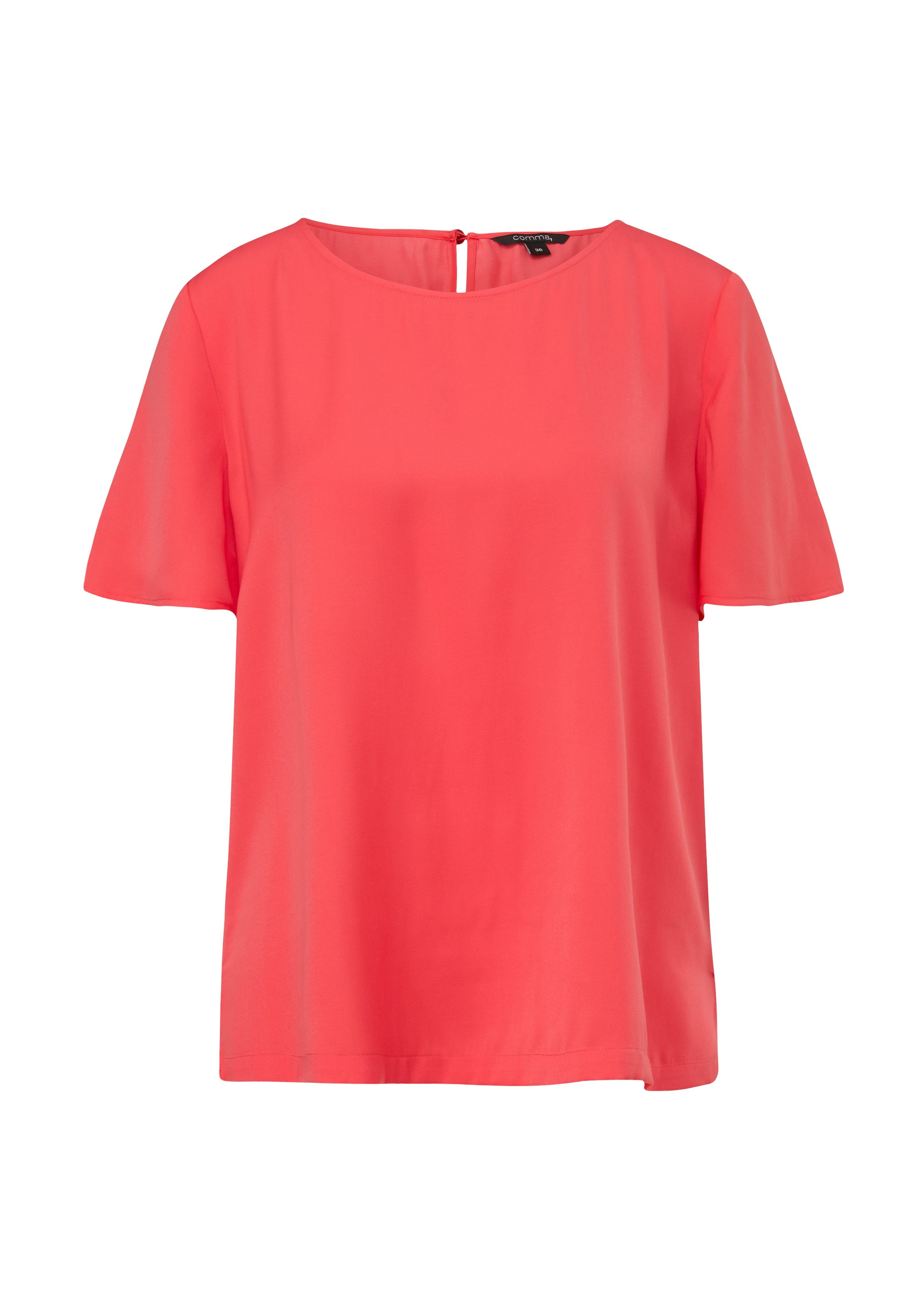 Comma Satijnen blouse met cut-out en knop in de nek