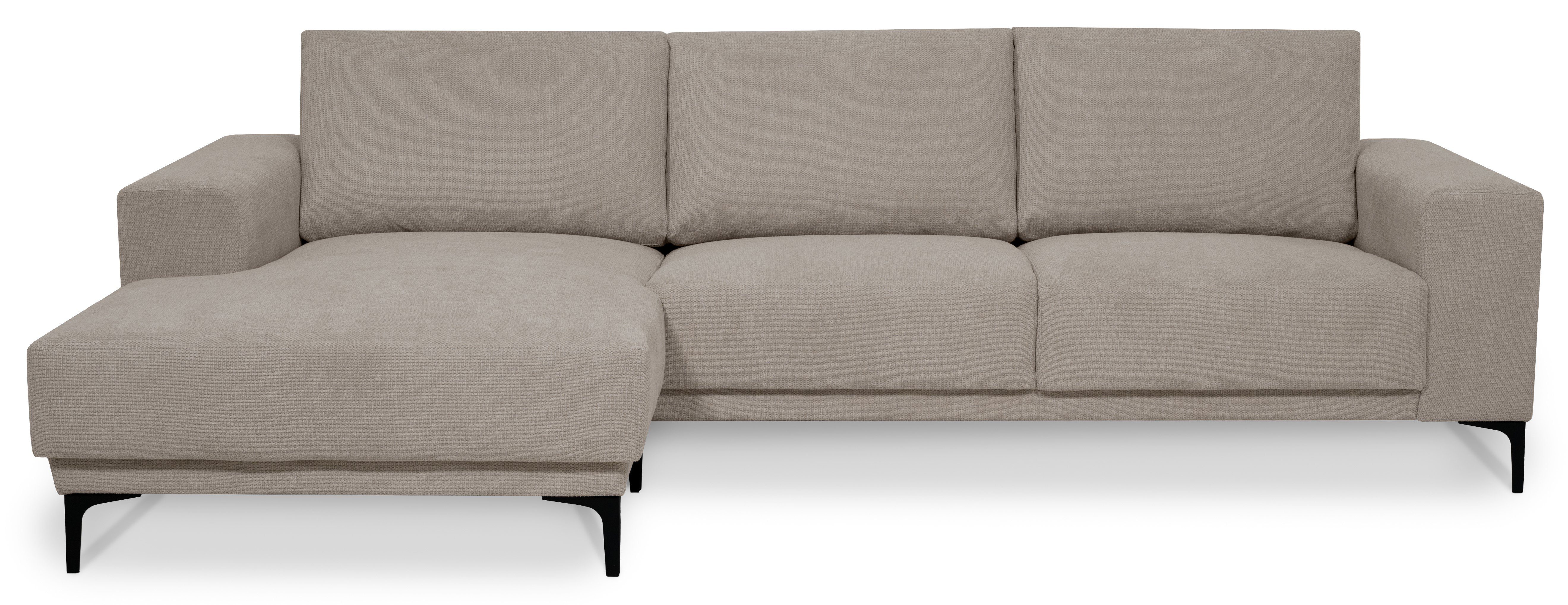 Places of Style Hoekbank Xander, L-model, Breedte 280 cm, soft-touch chenille, zwarte metalen voeten