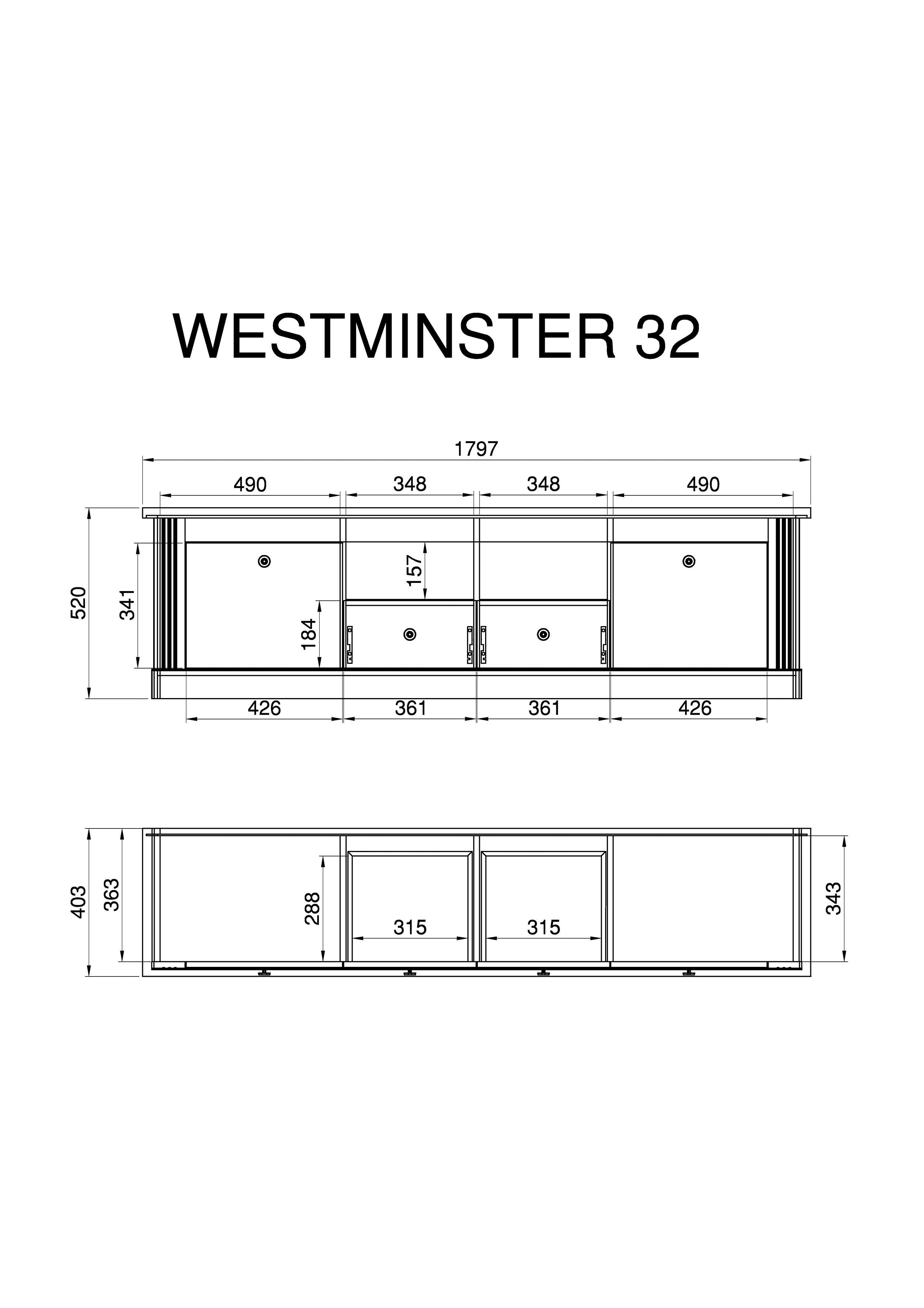 Home affaire Wandmeubel Westminster in romantische landelijke stijl (set, 2-delig)