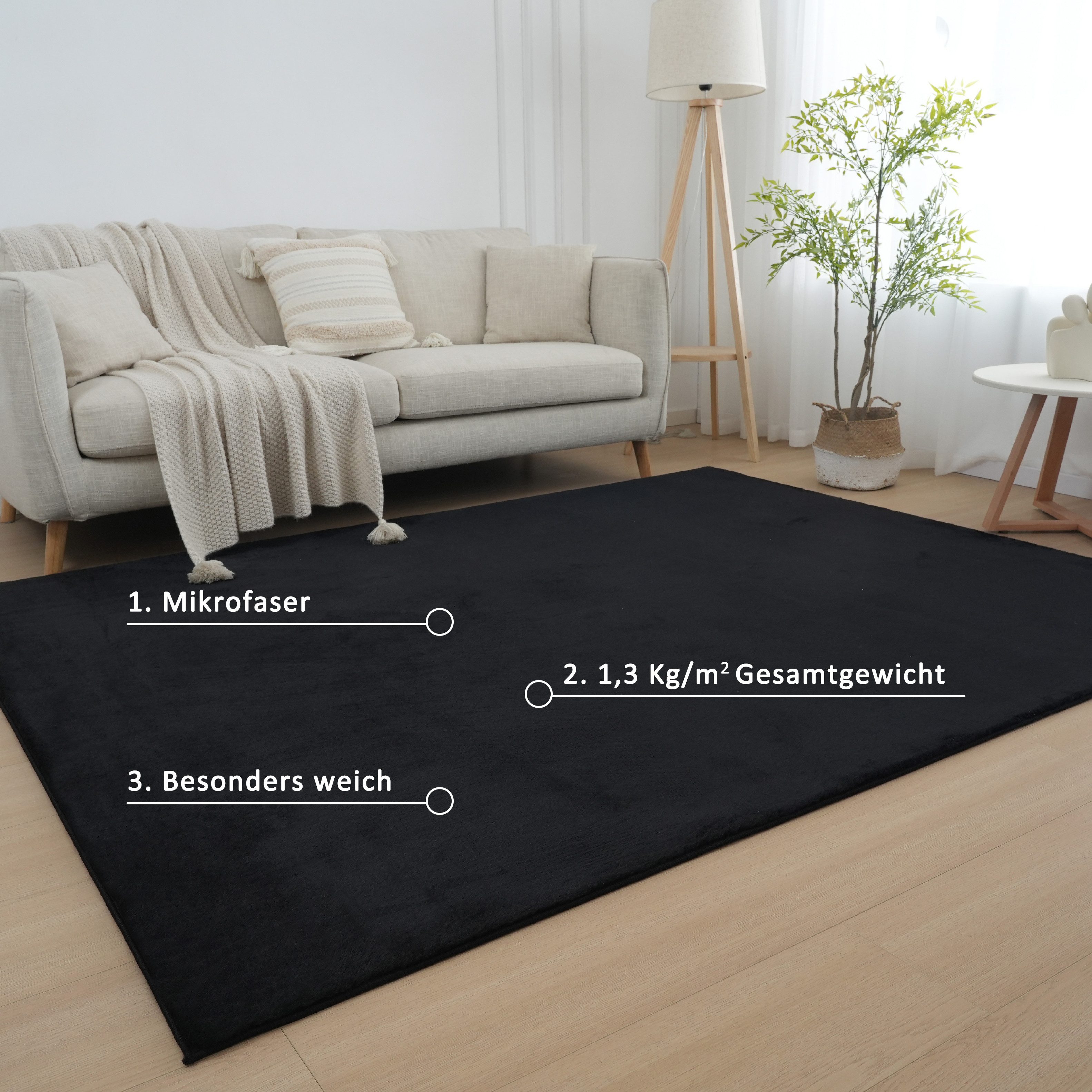Leonique Vachtvloerkleed Balu, kunstfellteppich, modern, langpolig tapijt Konijnenbont-gevoel, behaaglijk, zacht, woonkamer, slaapkamer