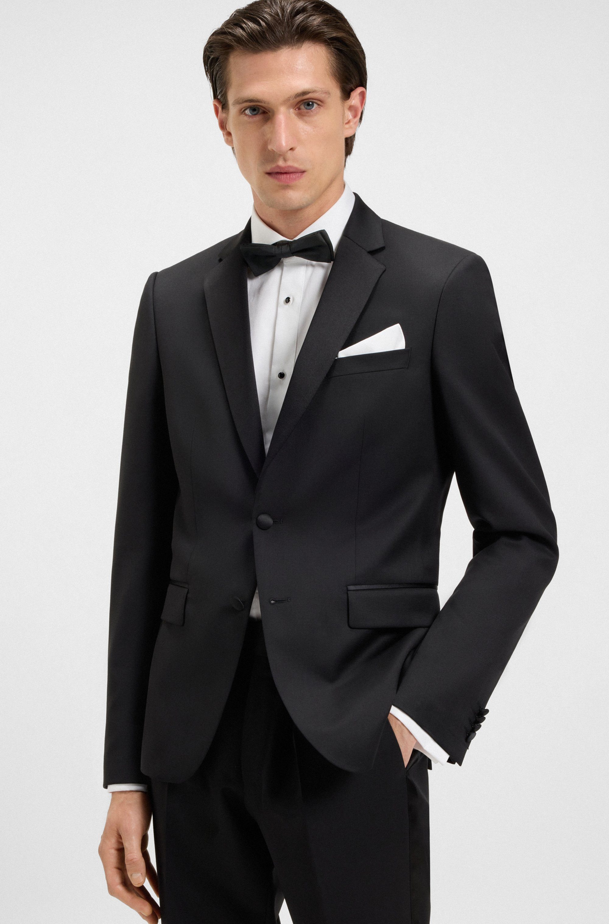 Boss Pochet H-POCKET SQUARE met strijkvrij afwerking