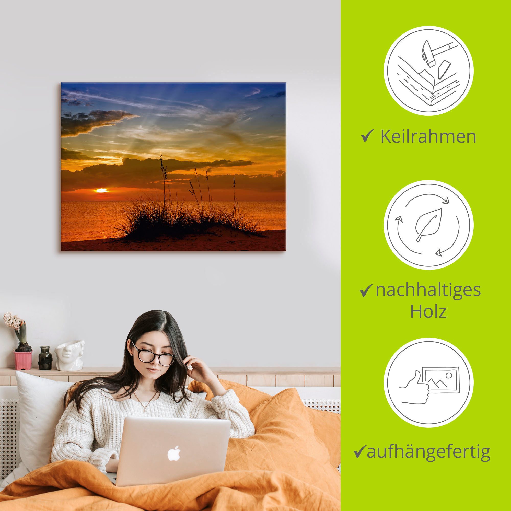 Artland Artprint Heerlijke zonsondergang als artprint op linnen, muursticker in verschillende maten