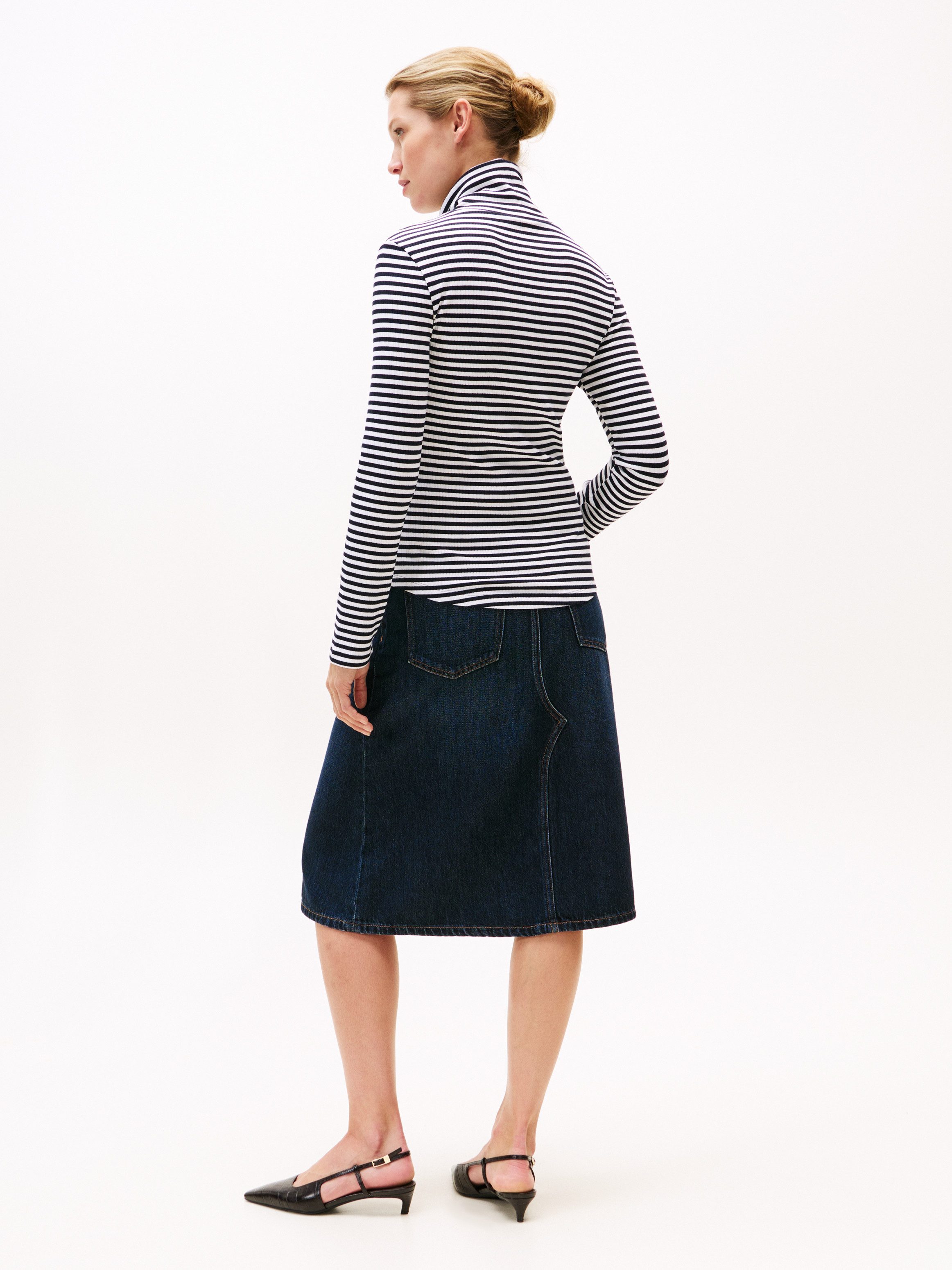 Tommy Hilfiger Shirt met lange mouwen SLIM 5X2 RIB ROLL-NK LS in een geribde structuur