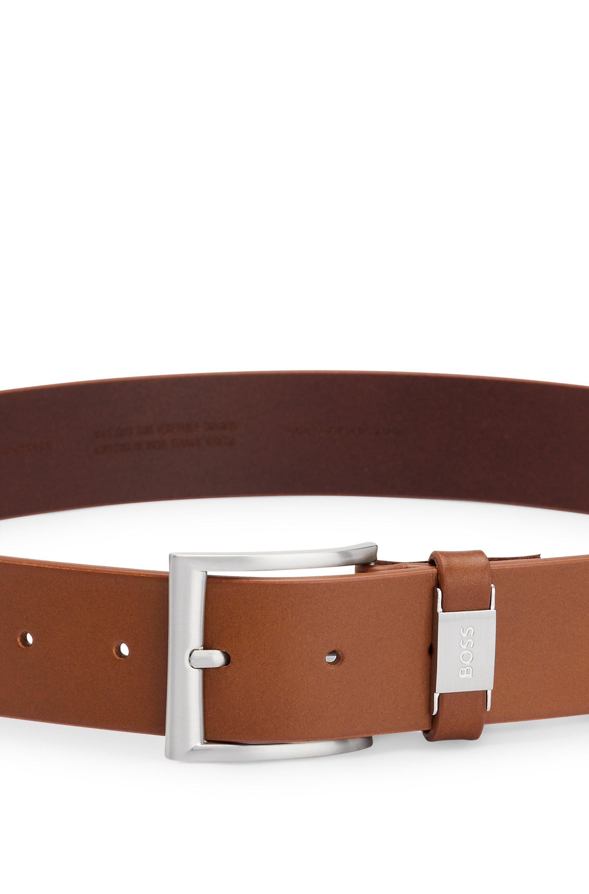 Boss Leren riem Connio zilverkleurige sluiting & logo-tekst op de lus