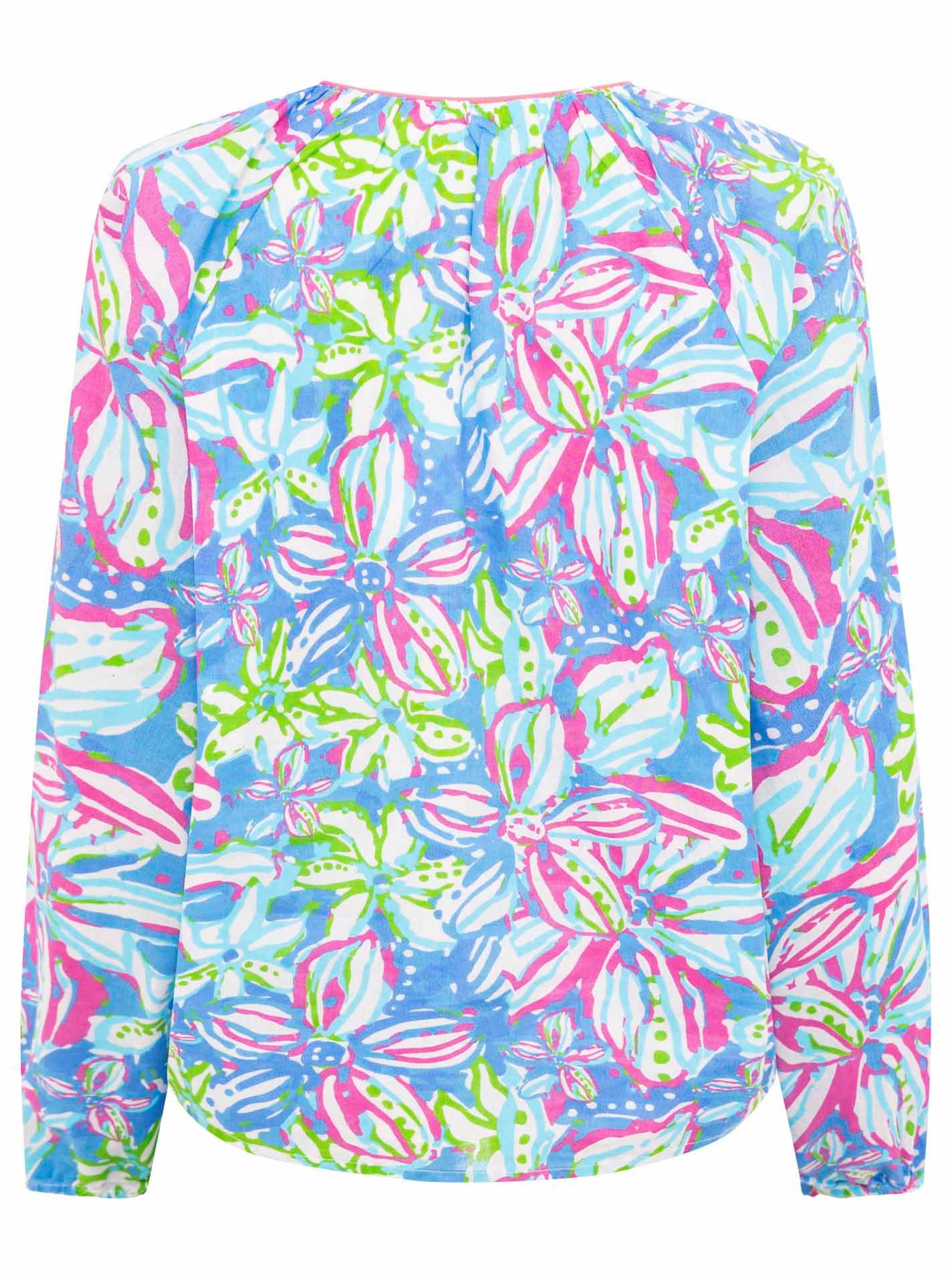 Zwillingsherz Blouse zonder sluiting Bloemendroom met bloemenmotief en gekleurde rand bij de hals