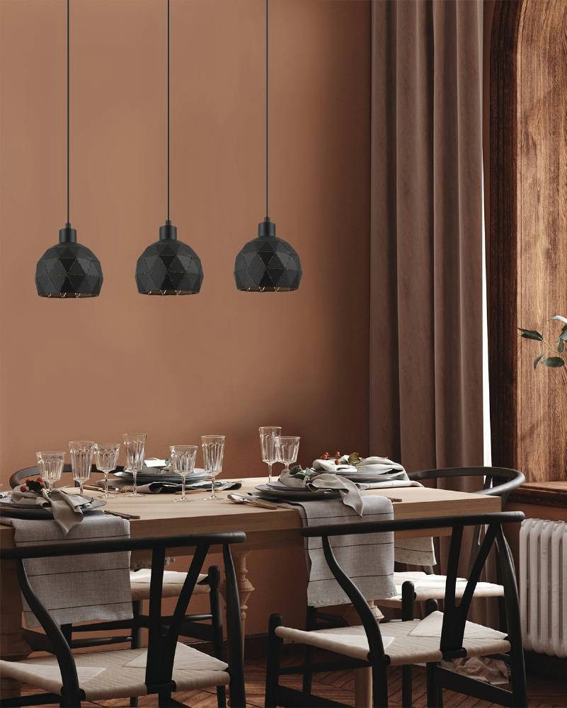 EGLO Hanglamp ROCCAFORTE Hanglamp, hanglamp van metaal in zwart en goudkleur, E14 fitting (1 stuk)
