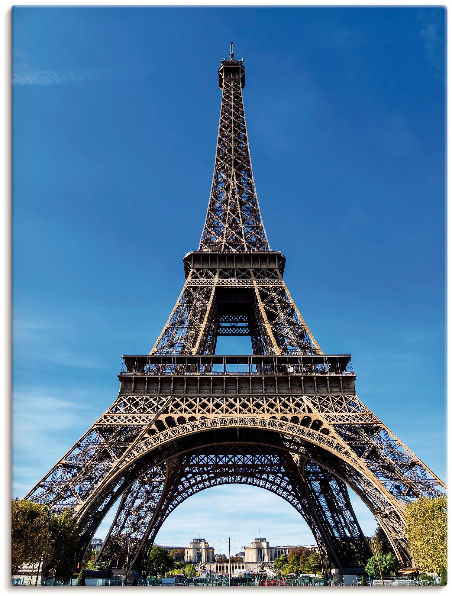 Artland Artprint Blik op de Eiffeltoren in Parijs II in vele afmetingen & productsoorten -artprint op linnen, poster, muursticker / wandfolie ook geschikt voor de badkamer (1 stuk)