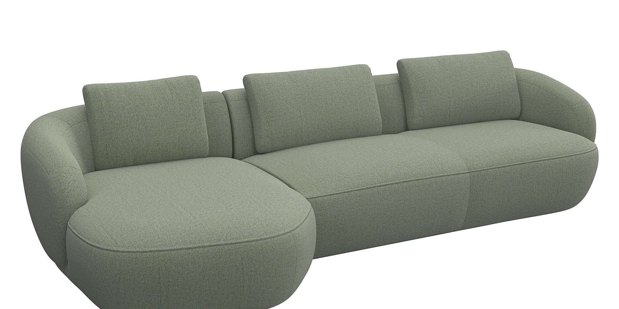 FLEXLUX Zithoek Torino, rond, L-vorm, bankhoek met recamière, longchair-sofa