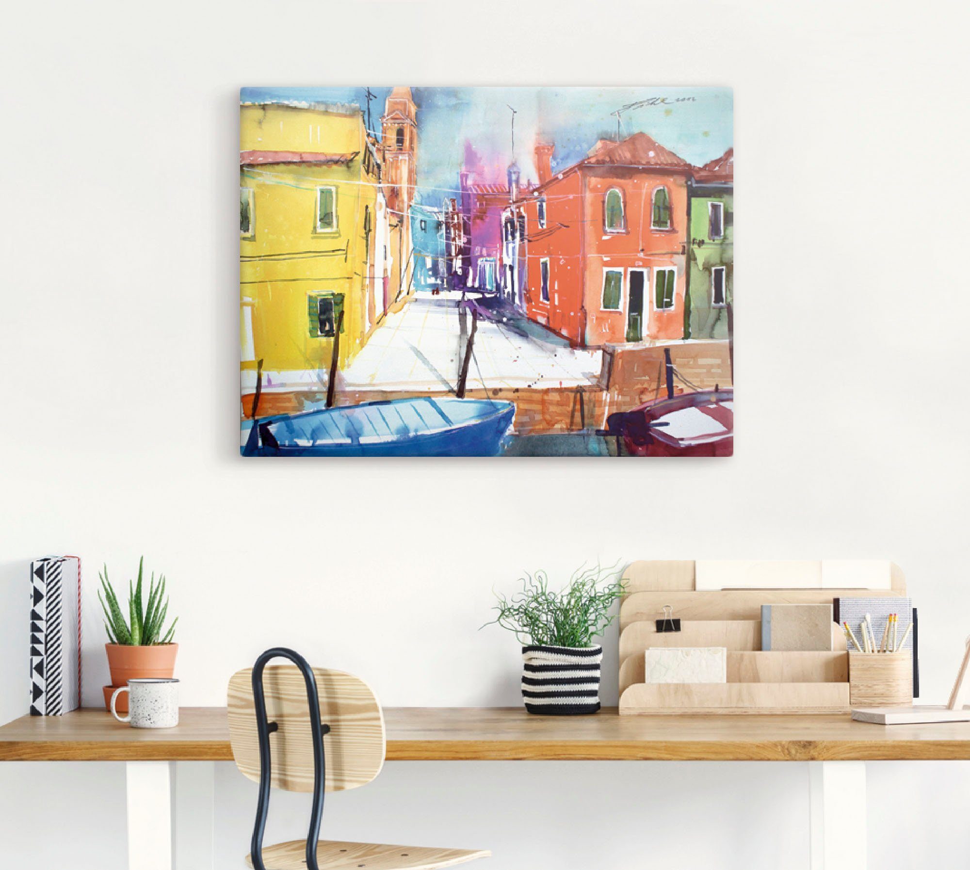 Artland Artprint op linnen Venetië, Burano, Fondamenta del Pizzo
