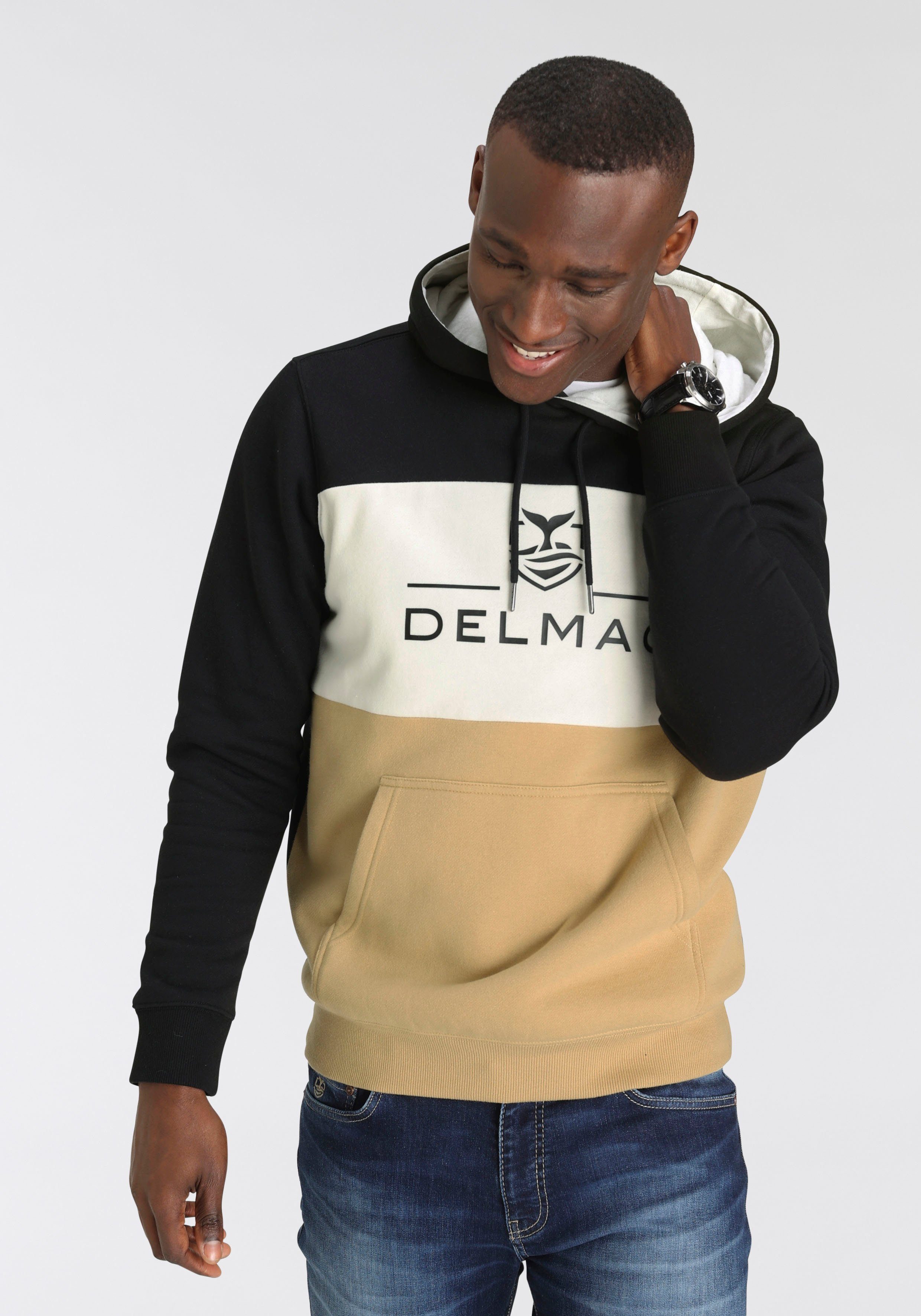 DELMAO Hoodie Langarm, losse pasvorm, colourblocking-look, met capuchon