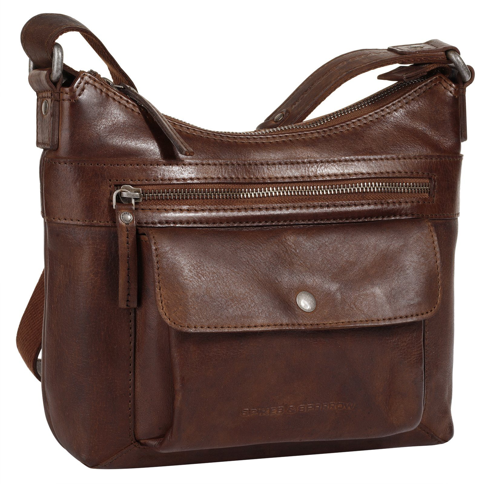 Spikes & Sparrow Schoudertas echt leder