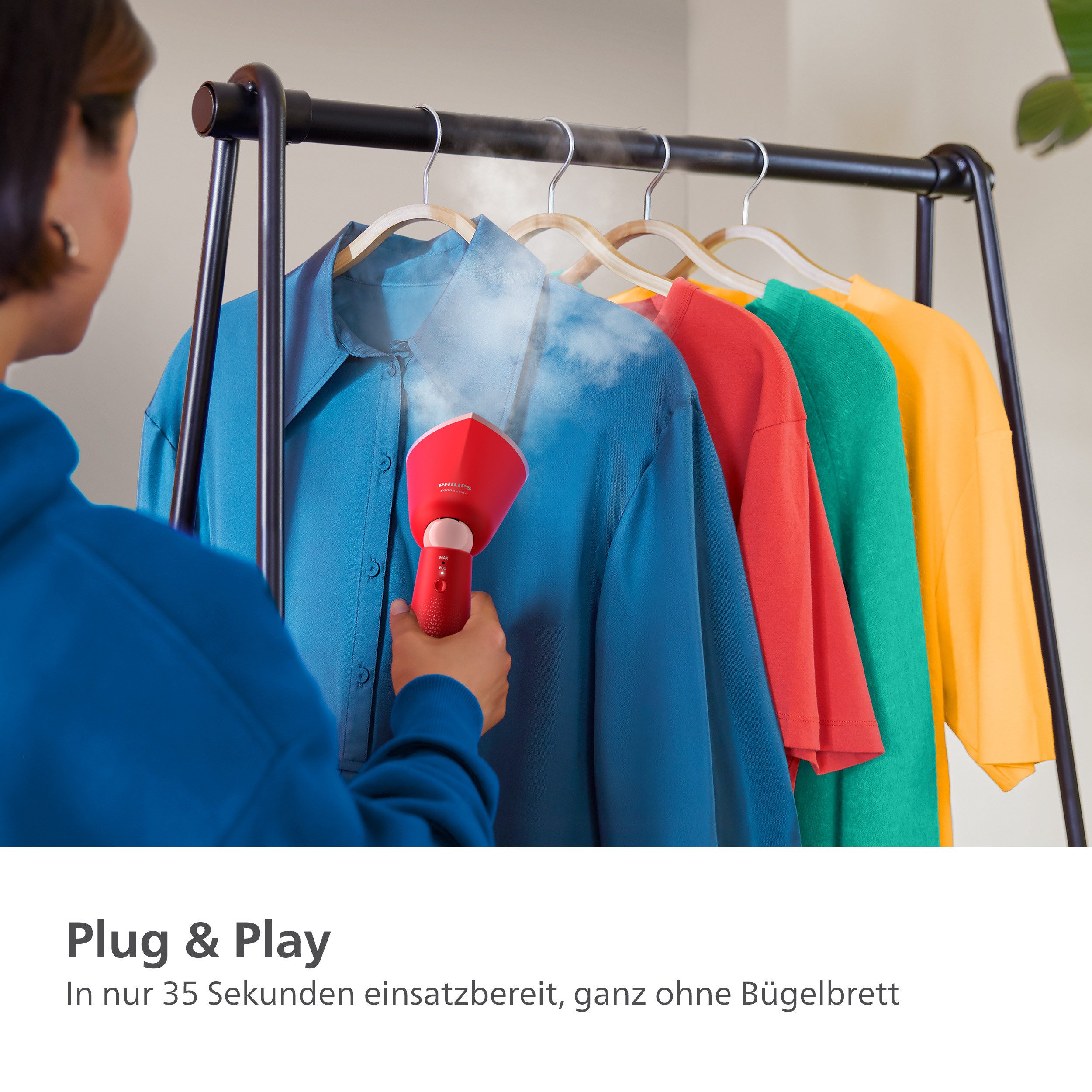 Philips Stoomborstel STH5020 "Styler", 120 ml afneembaar Waterreservoir, Metalen Plaat