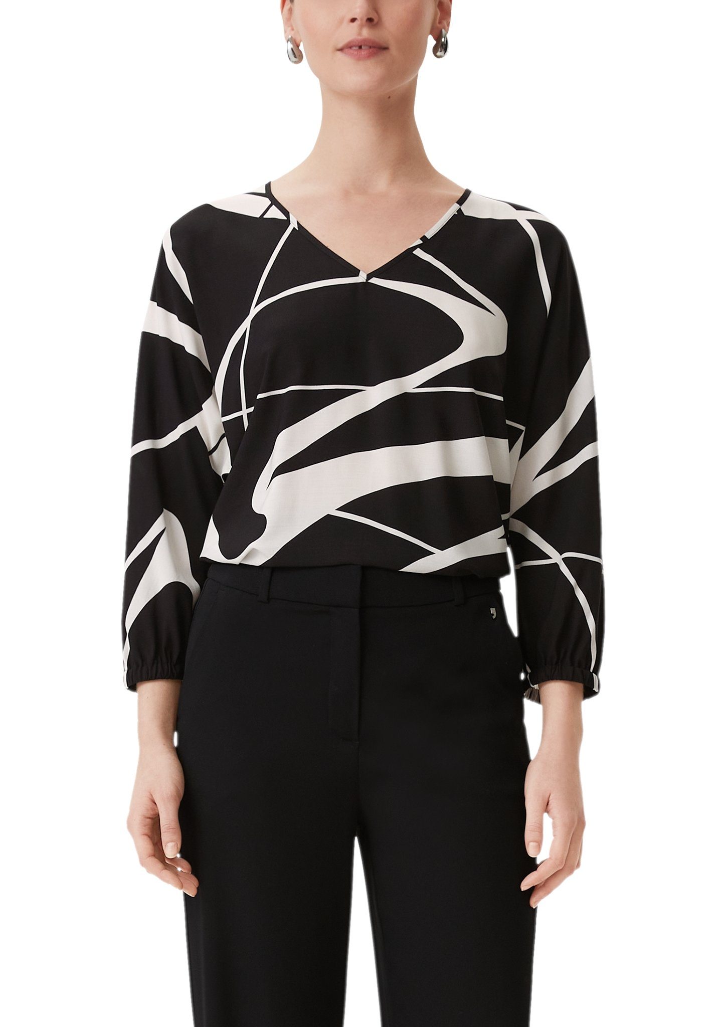 Comma Gedessineerde blouse met v-halslijn en allover-patroon