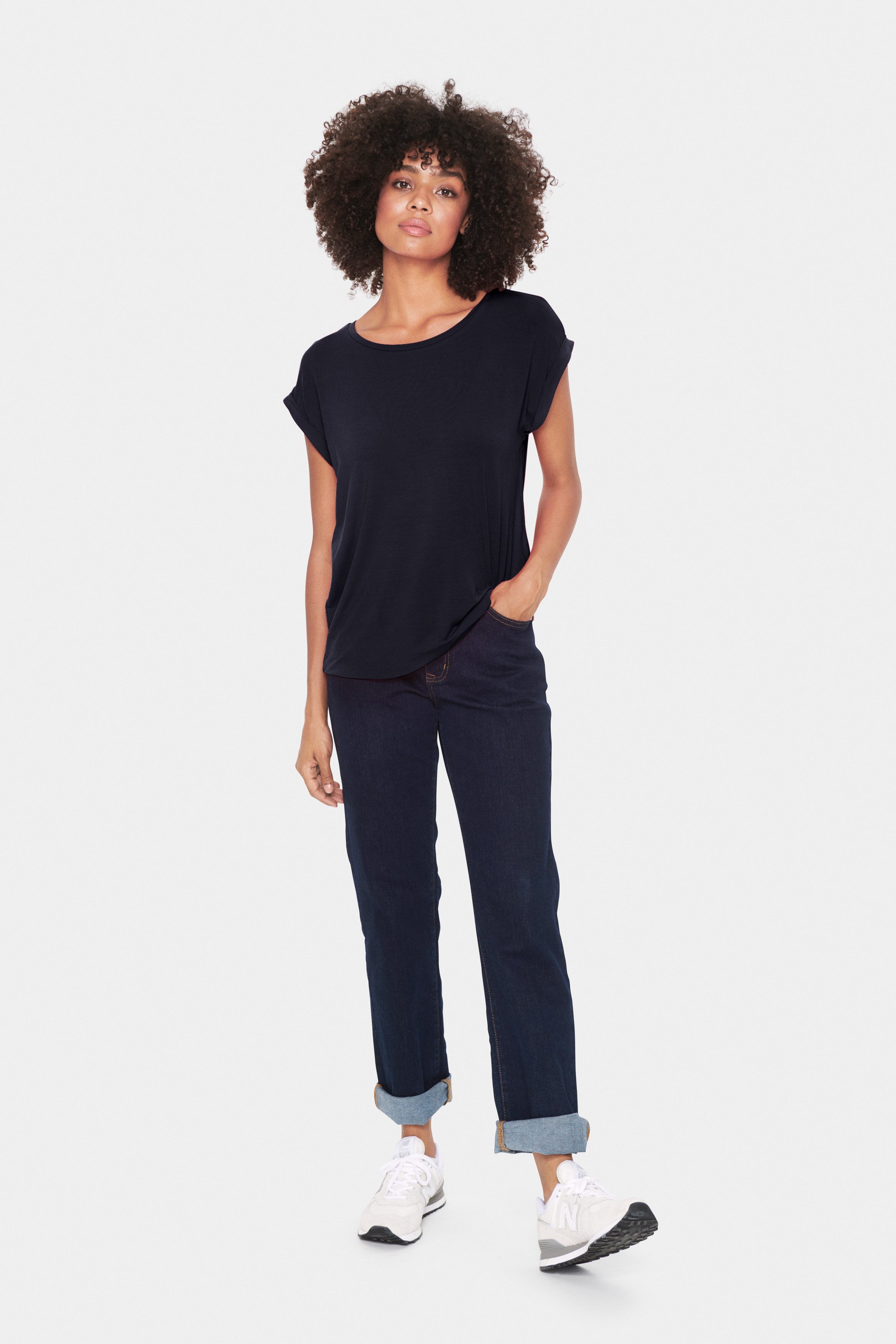Saint Tropez Shirt met ronde hals Basic in chique lyocell kwaliteit