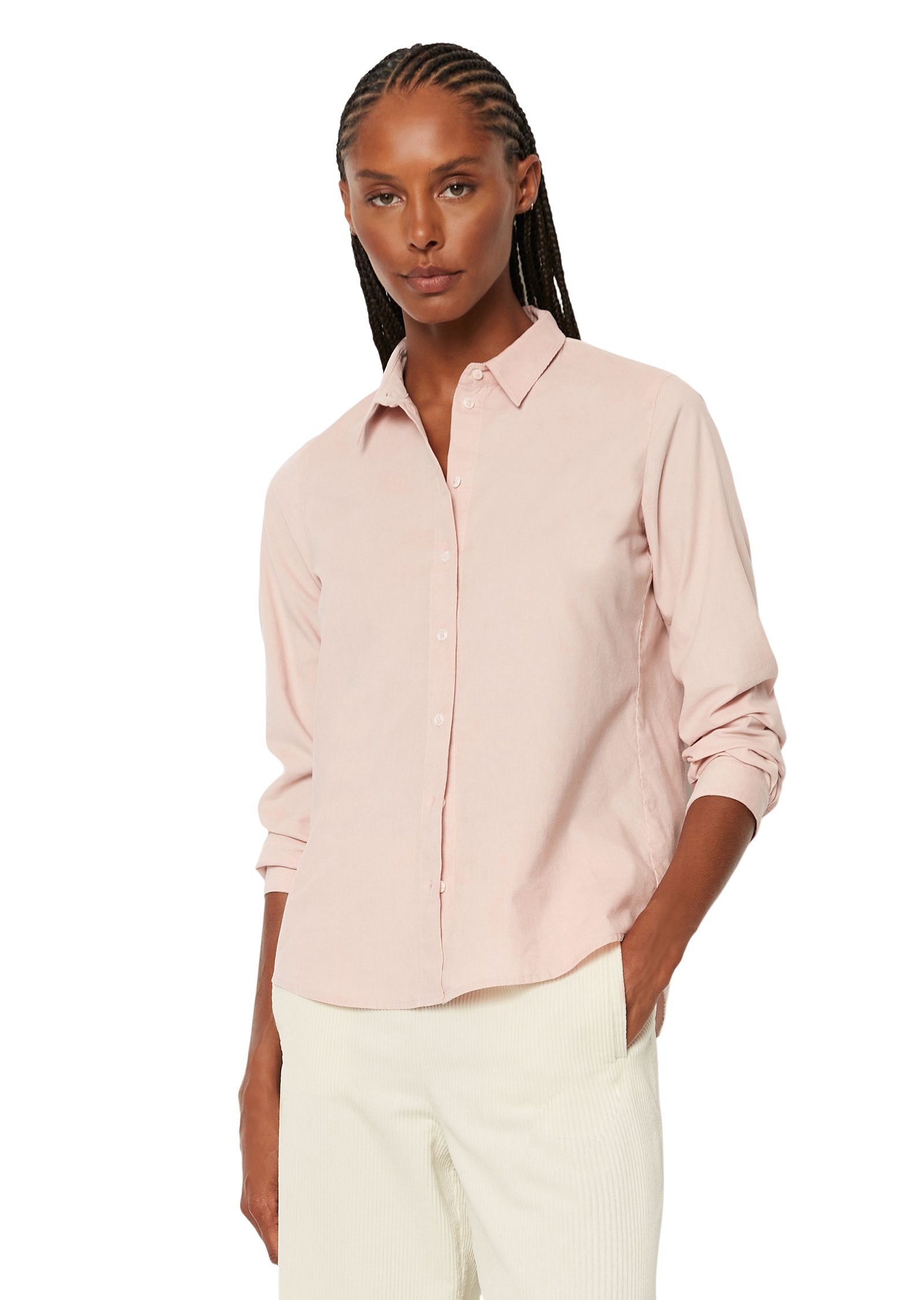 Marc O'Polo Fijne corduroy blouse met lange mouwen norHeren pasvorm. Pink Dames