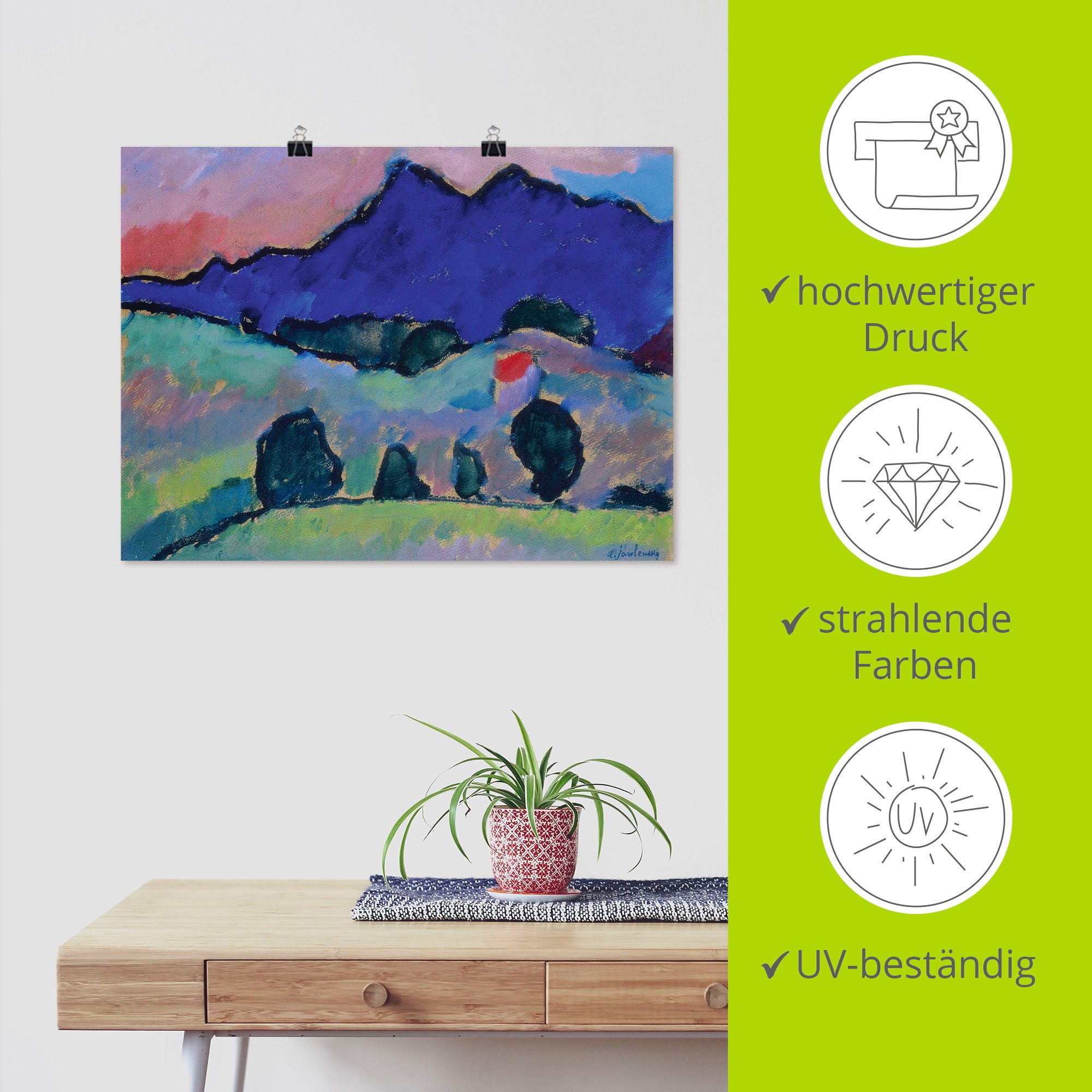 Artland Artprint Blauwe berg. 1910 als artprint op linnen, muursticker of poster in verschillende maten