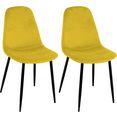 paroli stoel skadi (set van 2 of 4), met velours-overtrek en in 2 framekleuren (set) geel
