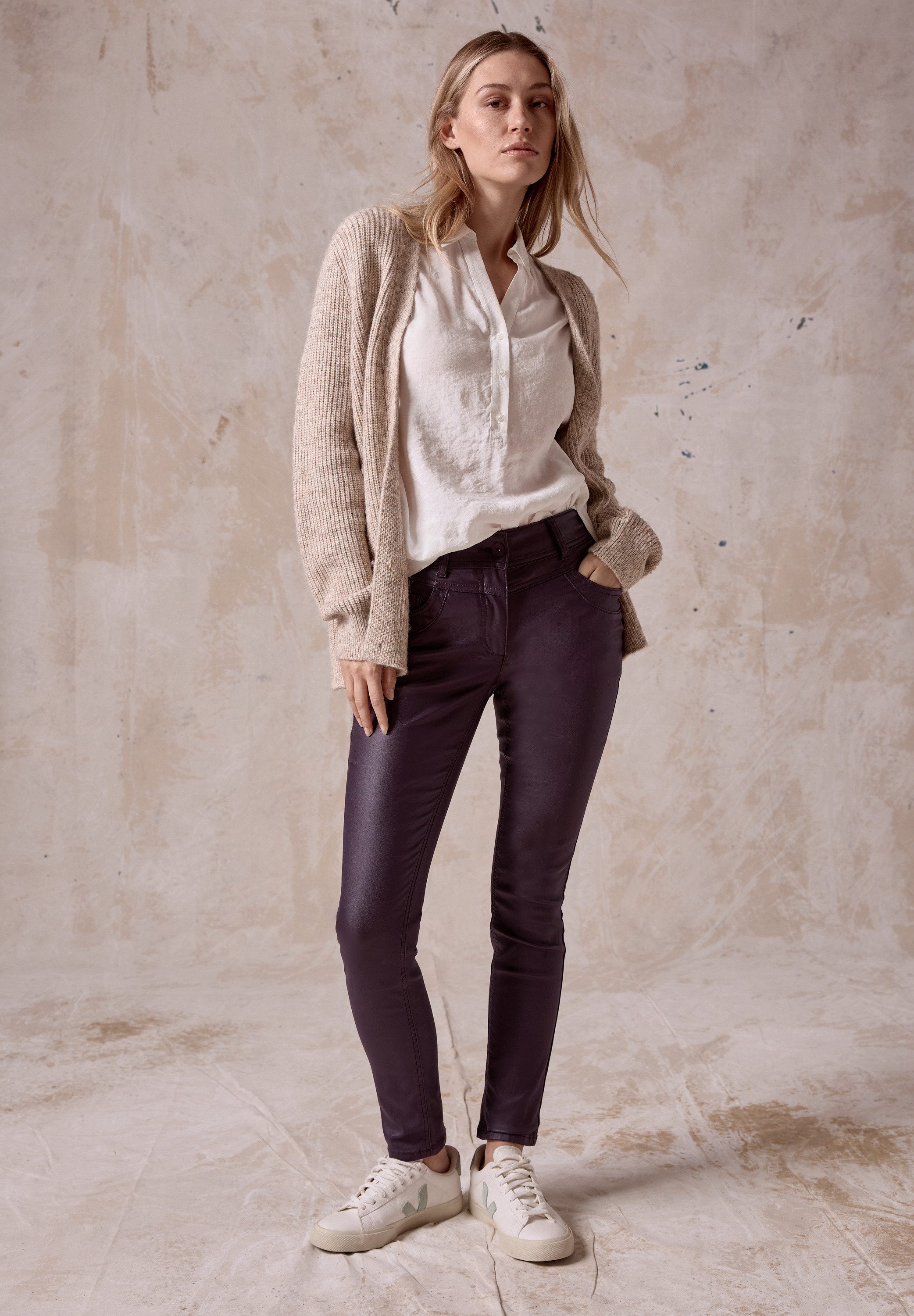 Cecil Imitatieleren broek Scarlett in five-pocketsstijl