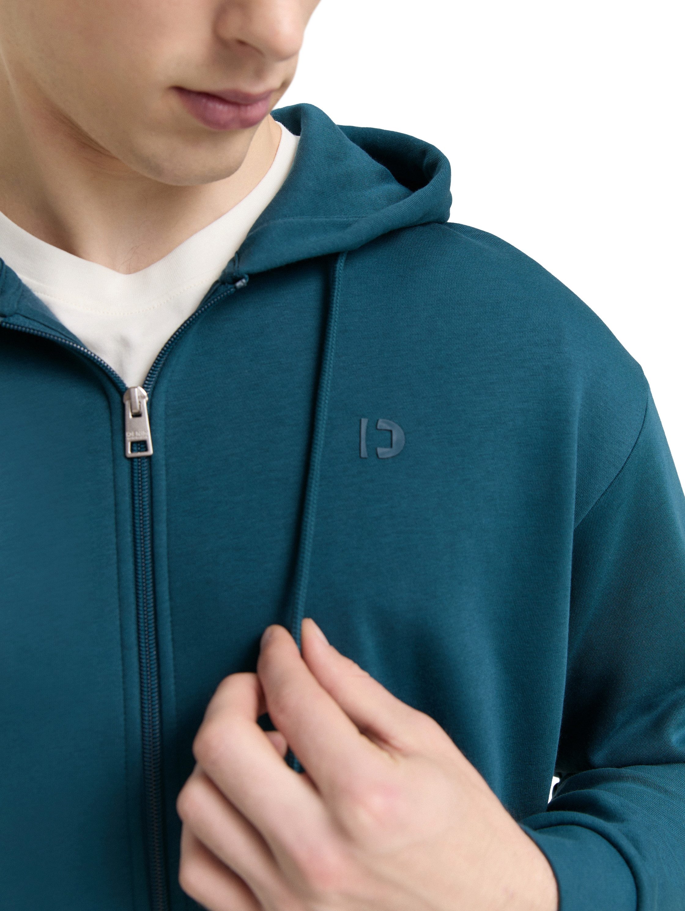 Tom Tailor Denim Capuchonsweatvest met geborduurd logo