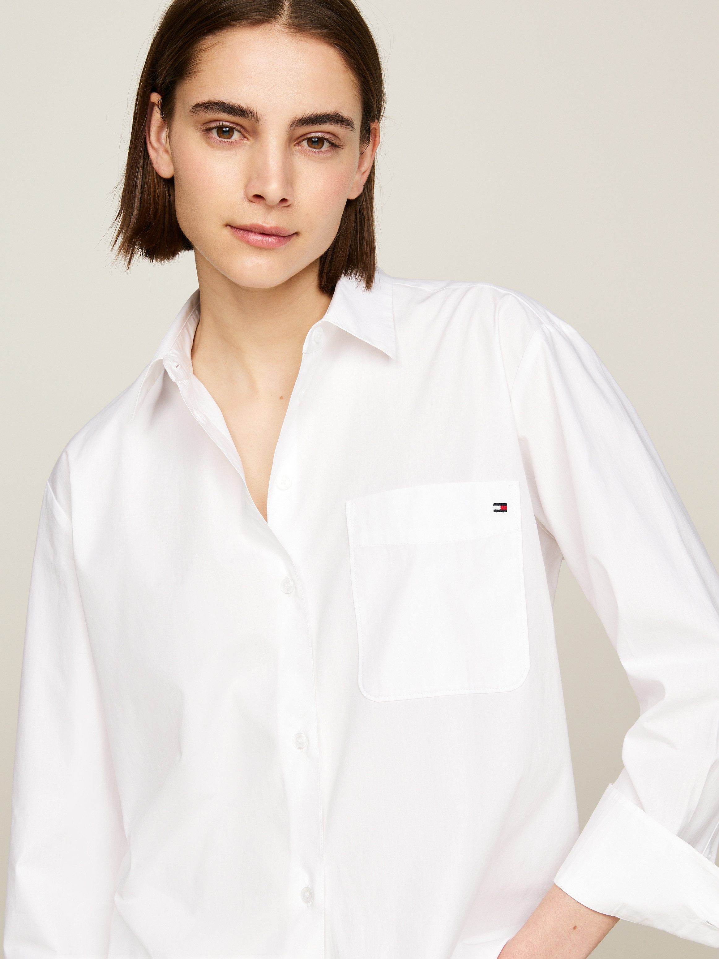 Tommy Hilfiger Overhemdblouse SOLID COTTON EASY FIT SHIRT