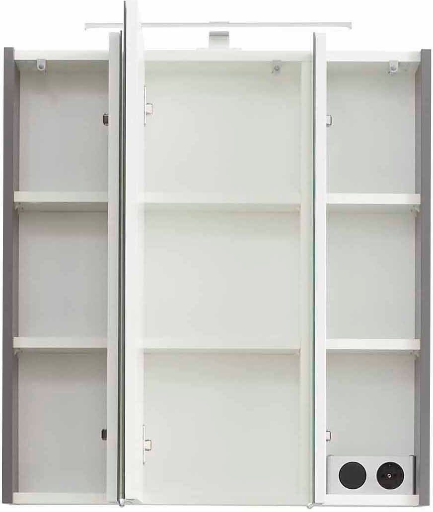 Saphir Badkamerserie Quickset 5-delig, wastafelonderkast met led-spiegelkast Halfhoge kast, onderkast, hangkast, incl. deurdemper, 9 deuren (6-delig)