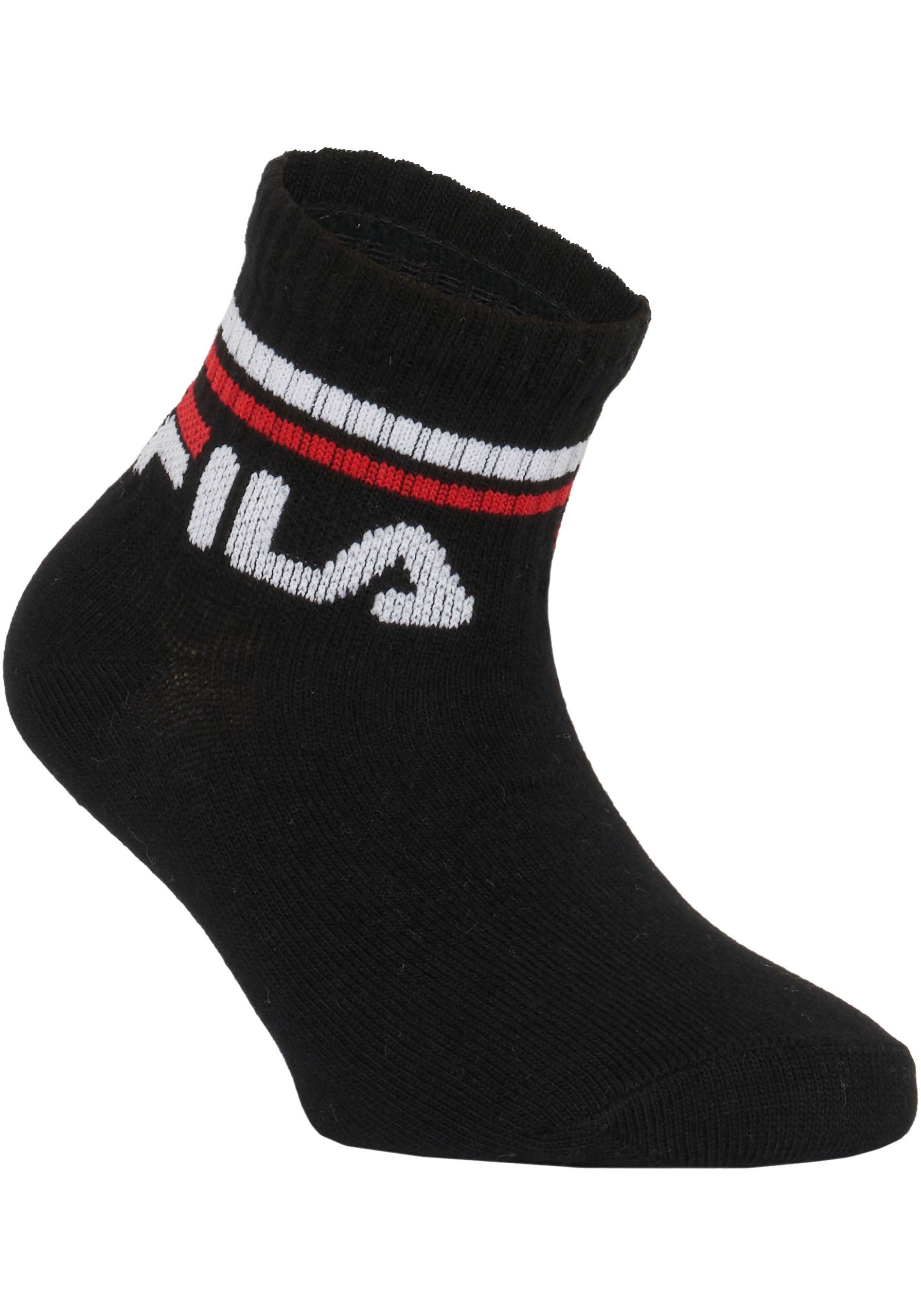 Fila Korte sokken JUNIOR UNISEX QUARTER PLAIN SOCKS met gebreid logo in de ribband, kindersokken (set, 6 paar)