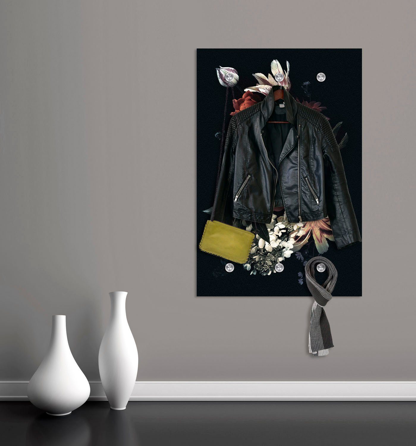 queence Kapstok Bloemen met 6 haken, 80 x 120 cm