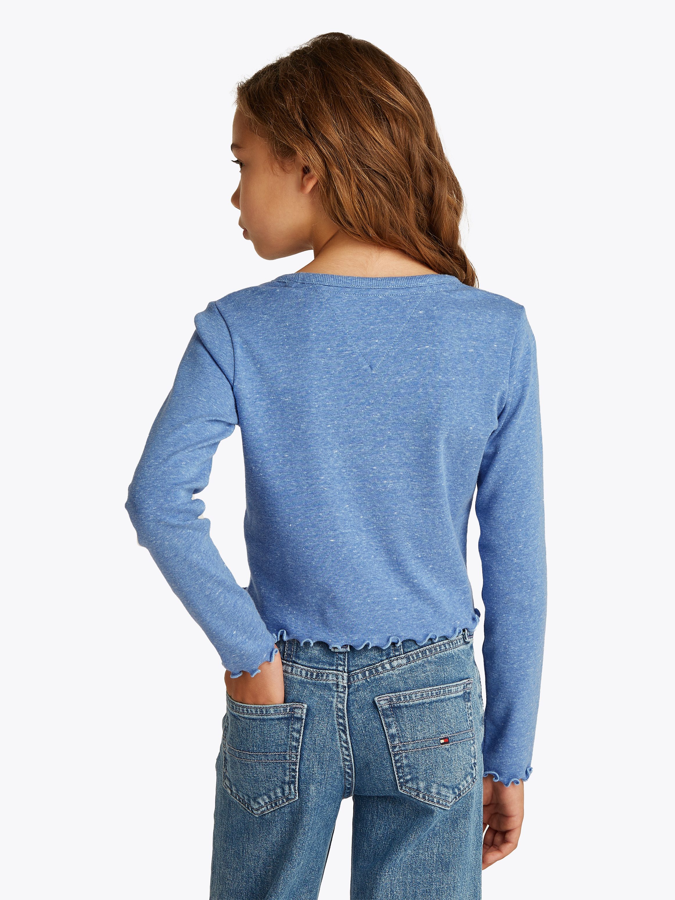 Tommy Hilfiger Shirt met lange mouwen SLUB KNIT TOP LS met golvende zoom