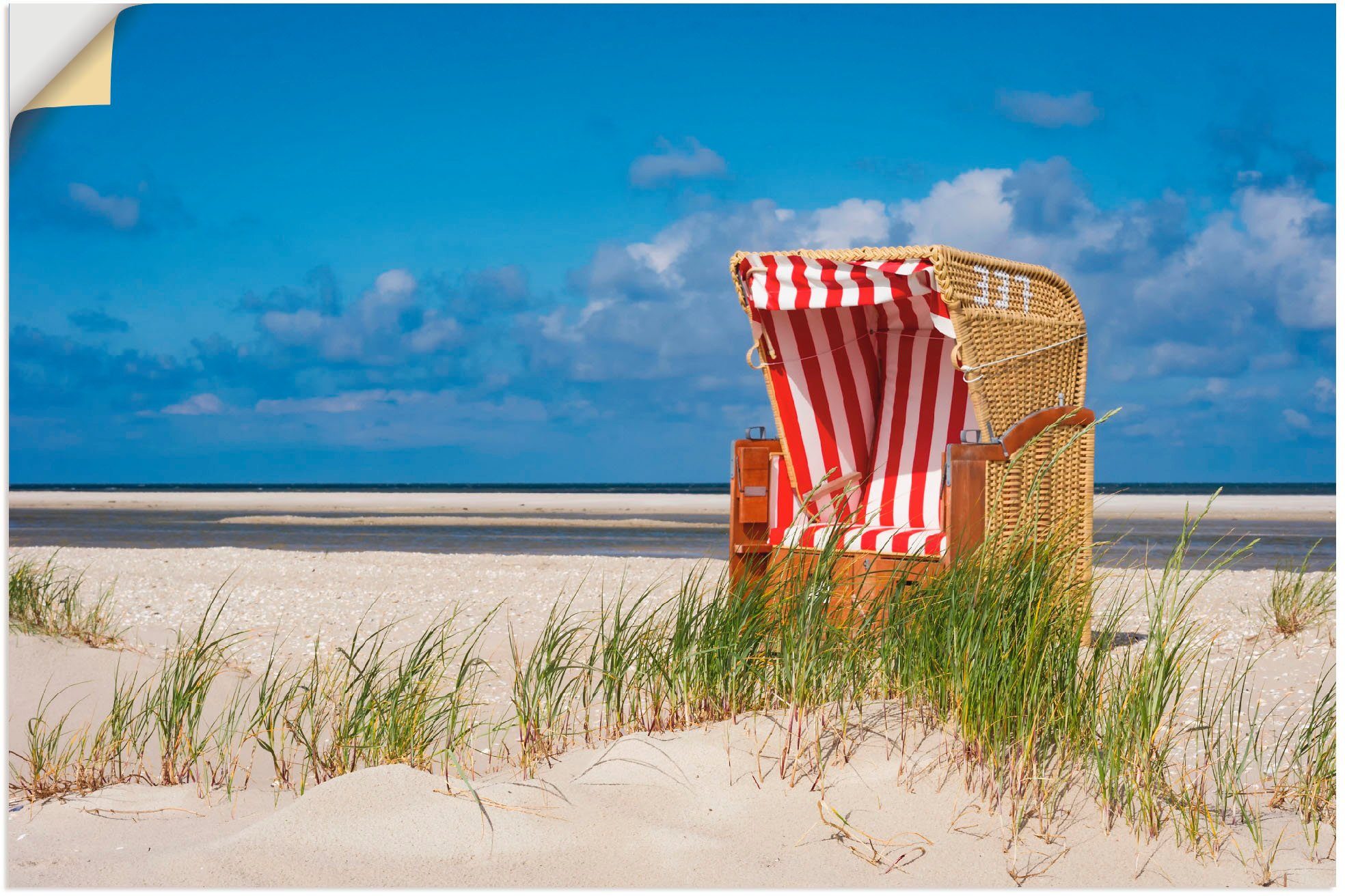 Artland Artprint Strandstoel 337 als artprint op linnen, muursticker in verschillende maten foto schilderijen maat 60 cm x 40 cm multicolor