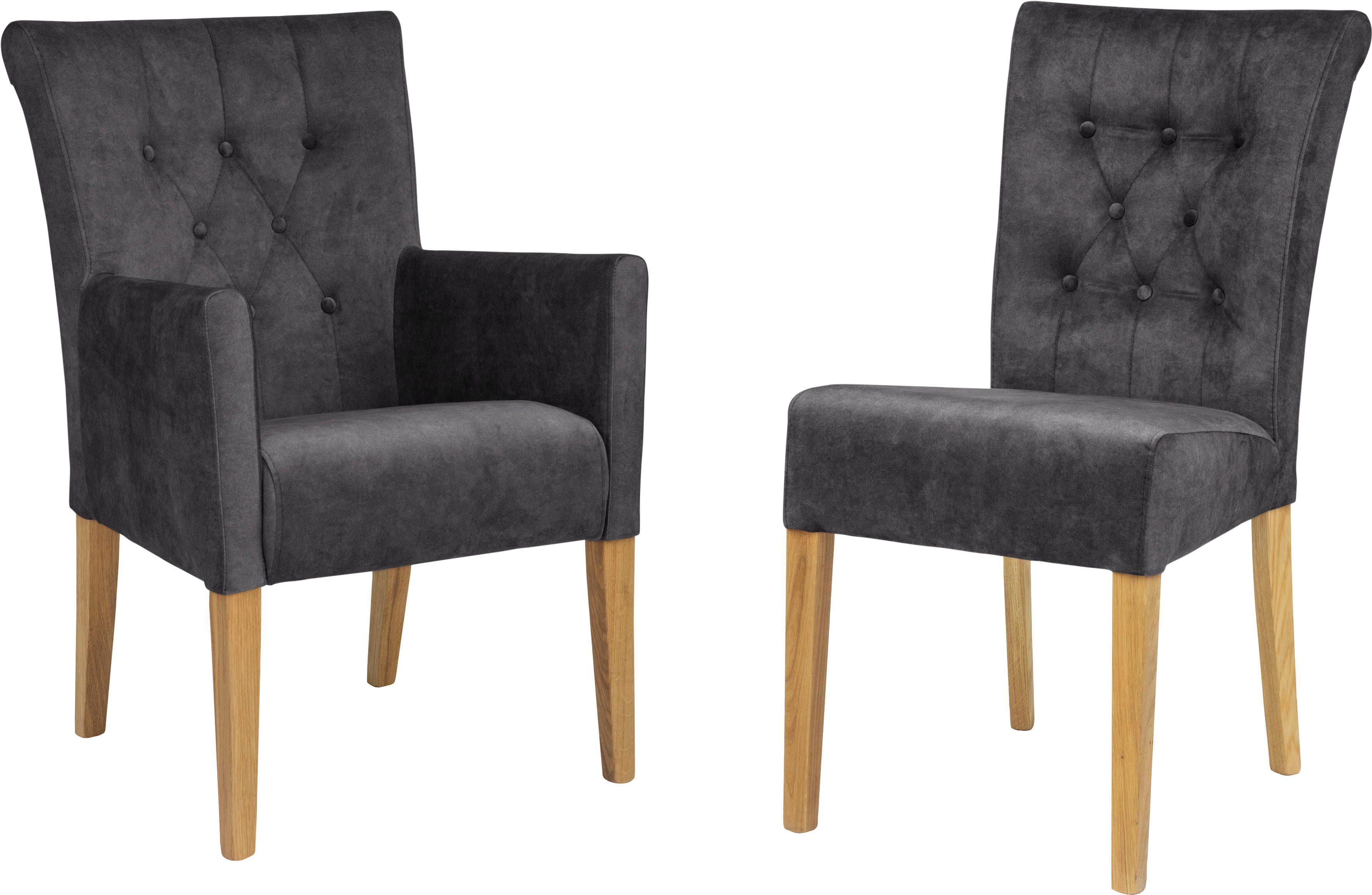 Home affaire Stoel Queen Eetkamerstoel met capitonnage, set van 2, 4 of 6