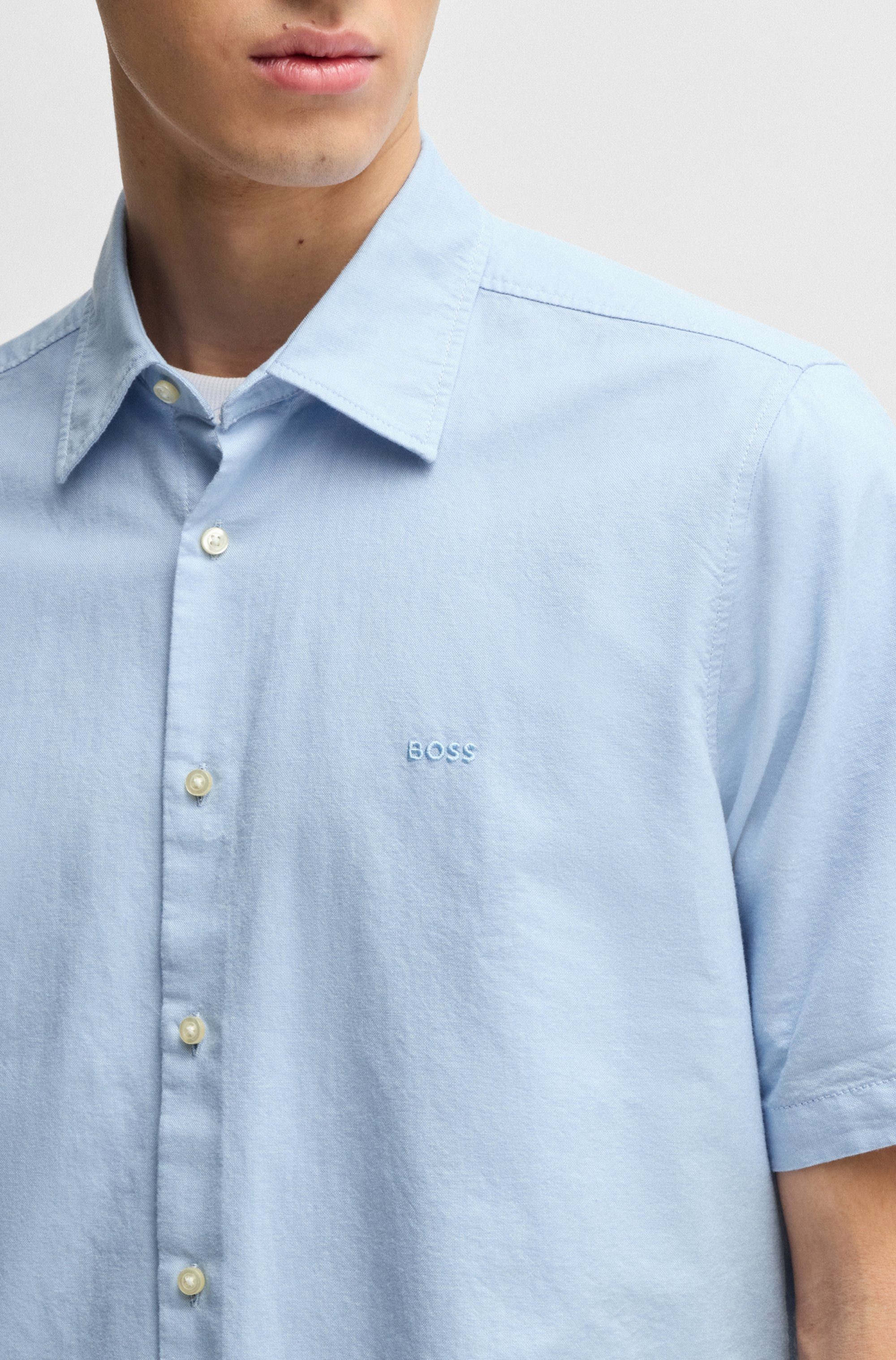 Boss Orange Overhemd met korte mouwen met tonale logo
