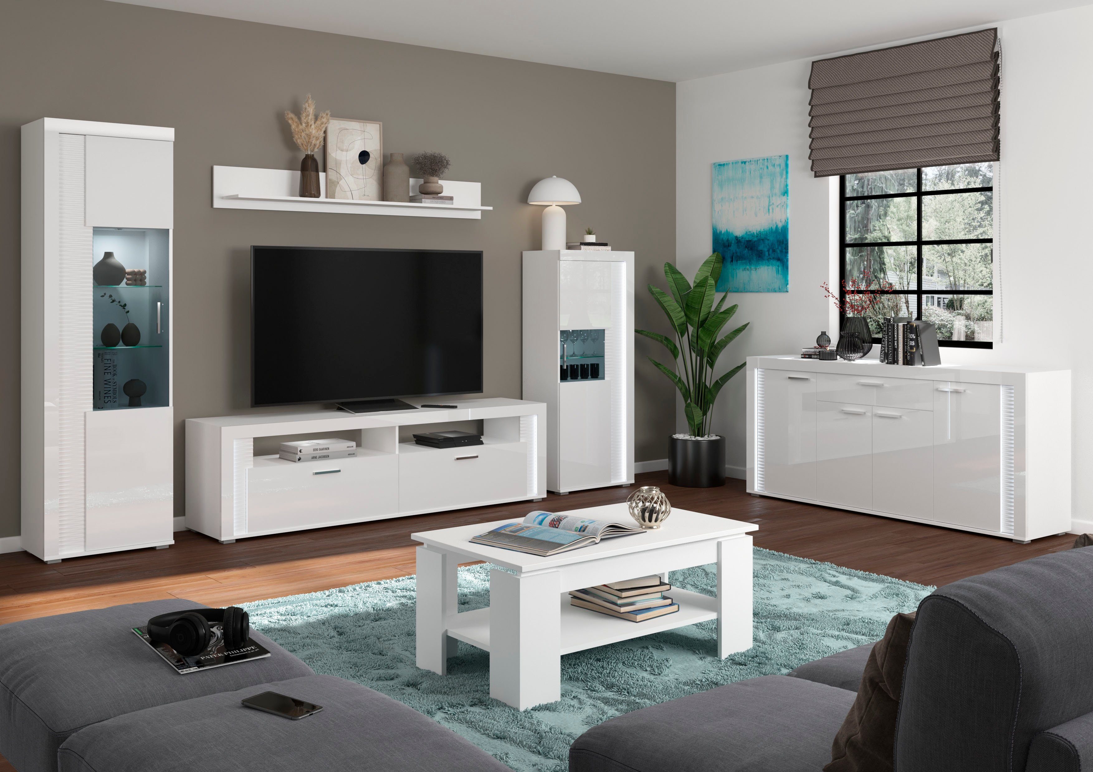 INOSIGN Wandmeubel Viborg, 4-delig Set, inclusief verticale frontverlichting, bestaande uit: (4-delig)