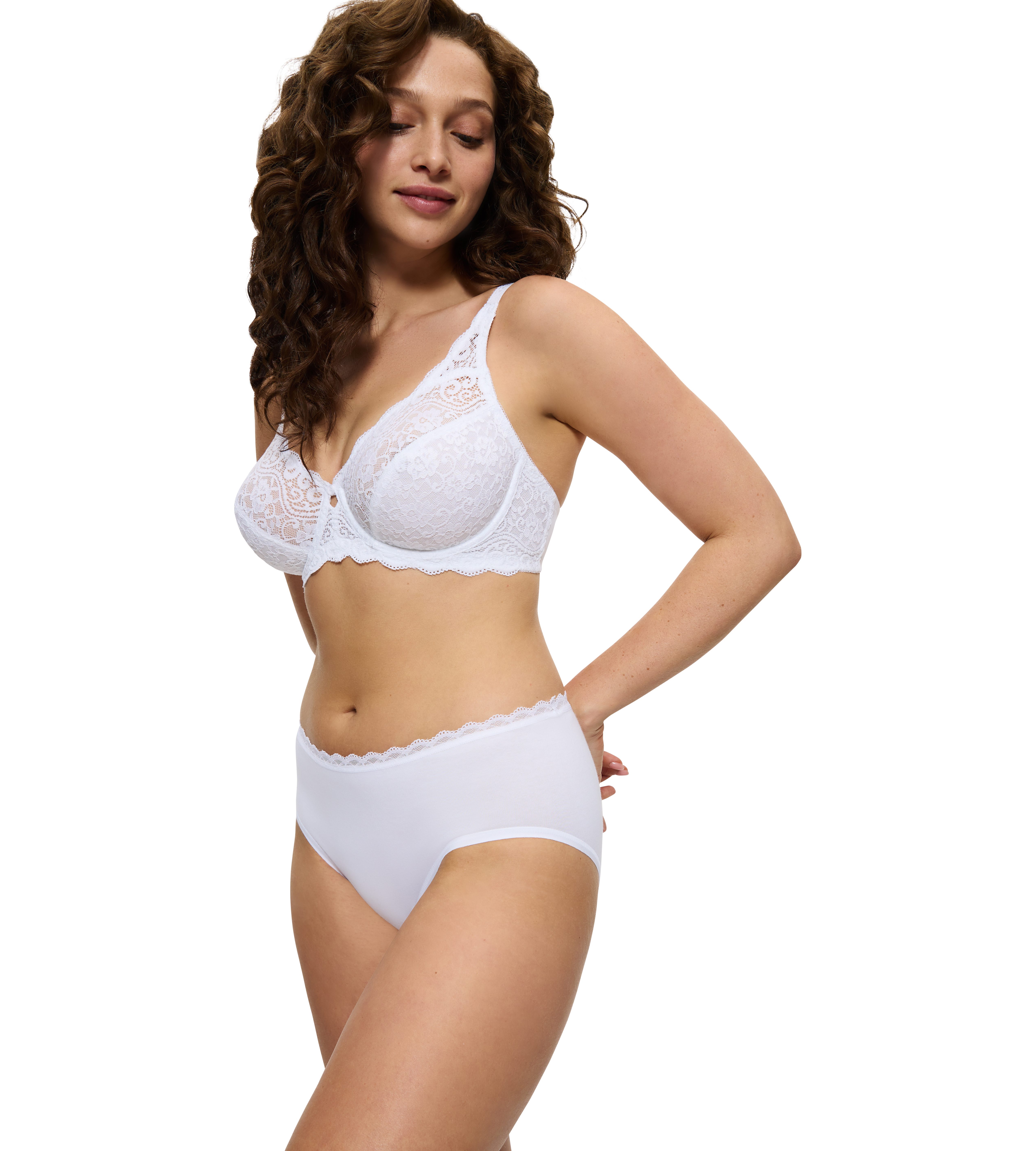 Triumph Midislip Feel Of Cotton zacht, zonder zijnaden, smalle kanten band (Set van 2)