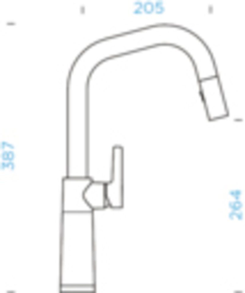 Schock Keukenkraan SC-530 SB uitschuifbaar, straal-douche, terugstroombegrenzer, draaibereik 120°