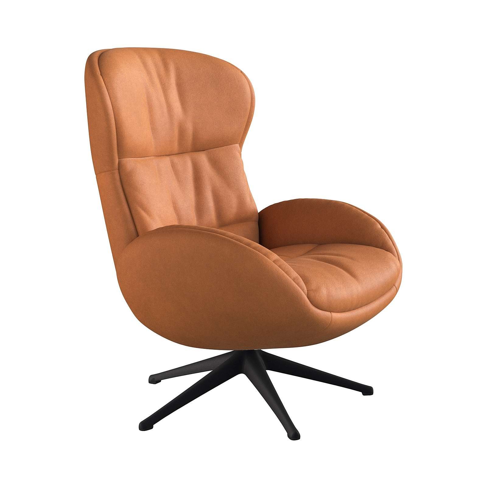 FLEXLUX Relaxfauteuil Haze, TV-stoel, fauteuil, stoffeerstoel Rugdeelverstelling, draaibaar, voet zwart tv-fauteuils maat Anilineleer bruin