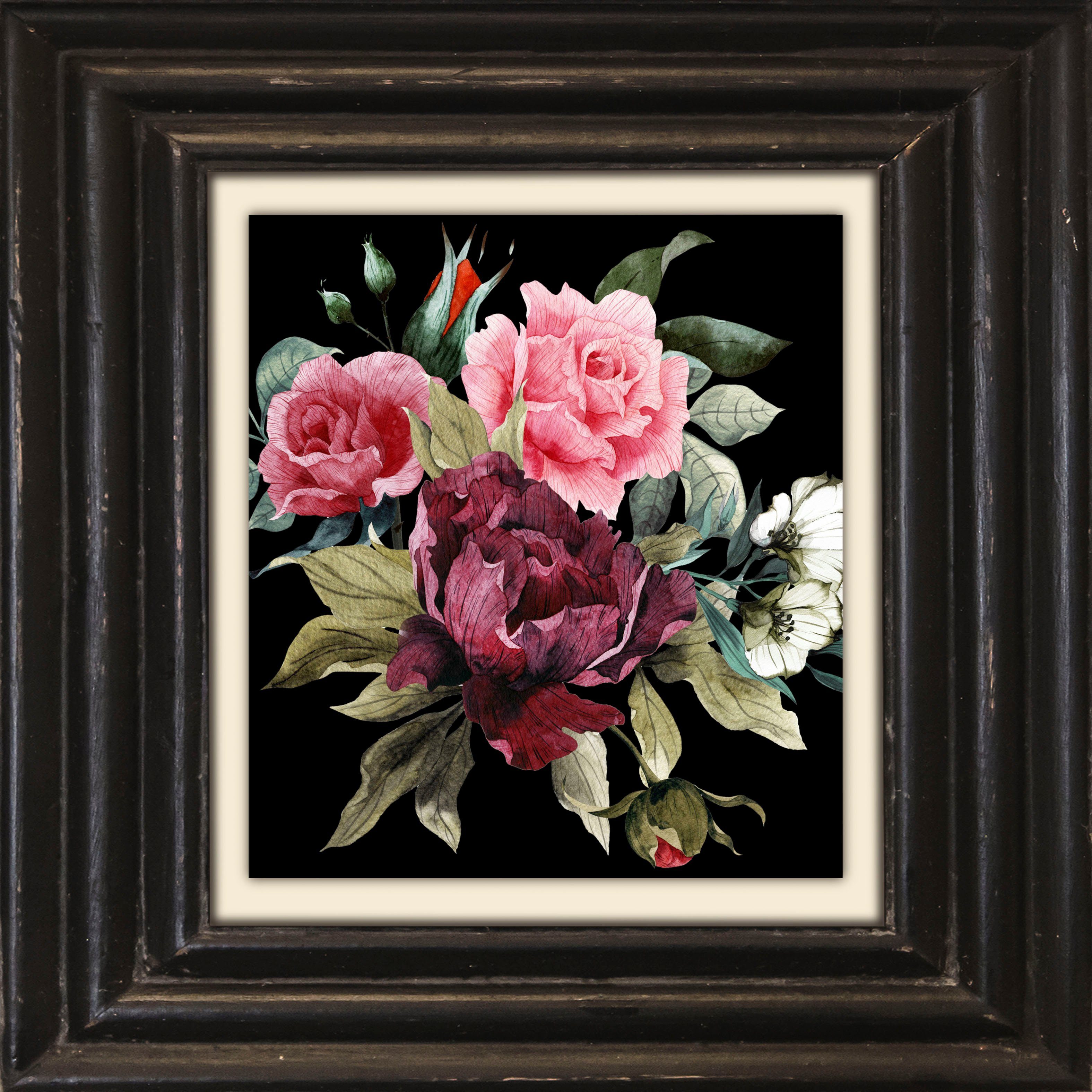 queence Artprint op linnen Bloemen Premium canvasstof, handgemaakt in Duitsland, 40x40cm