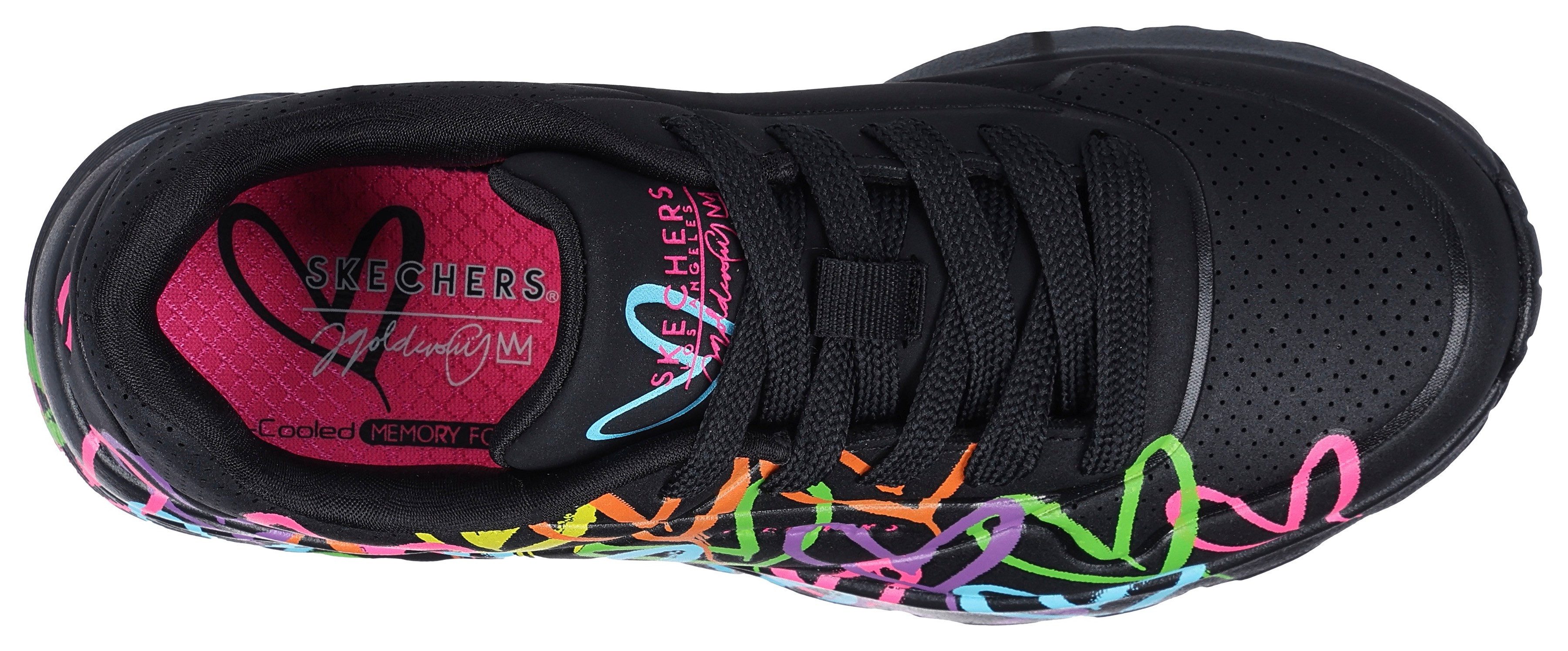 Skechers Sneakers JGoldcrown: Uno Lite - Spread the Love chunky sneaker, plateausneaker, retro sneaker met allover print