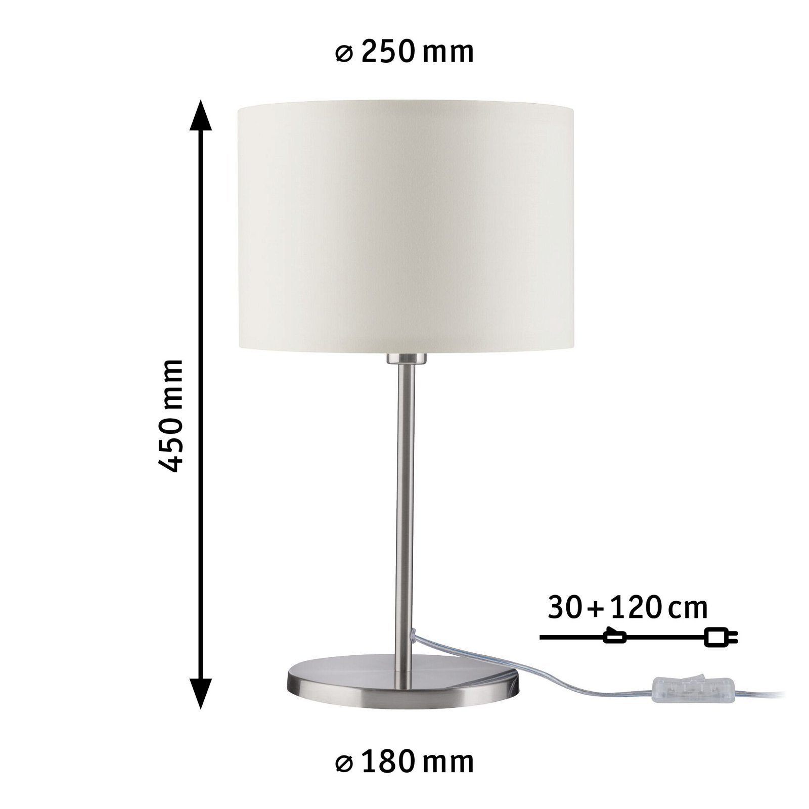 Paulmann Tafellamp Tessa max.1x40W E14 Crème Geborsteld ijzer 230V Metaal/Stof (1 stuk)