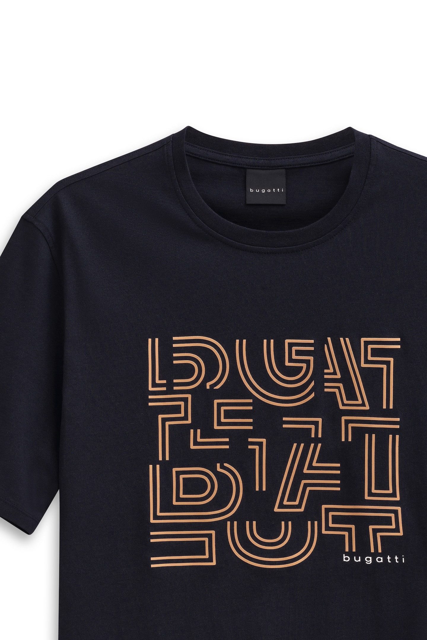 Bugatti T-shirt MODERN FIT met logo-print en ronde hals van katoen