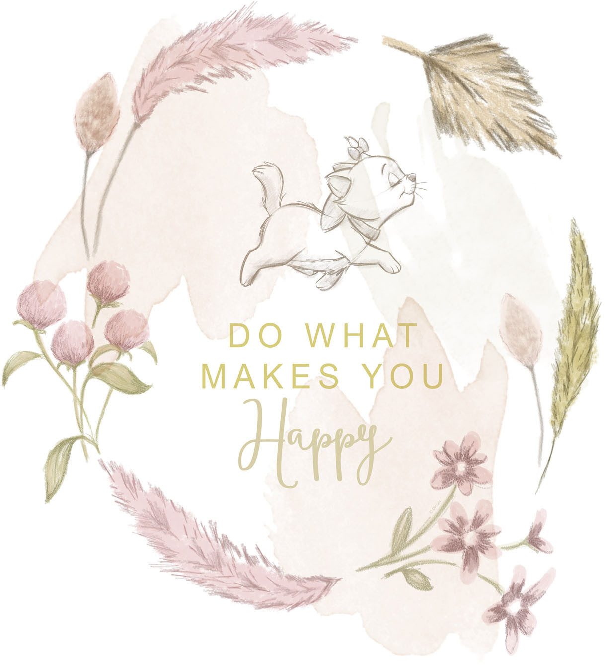 Komar Artprint op linnen Disney Aristocats Do What Makes You Happy 300 x 280 cm (breedte x hoogte) - behang, vlies, woonkamer, slaapkamer (1 stuk)