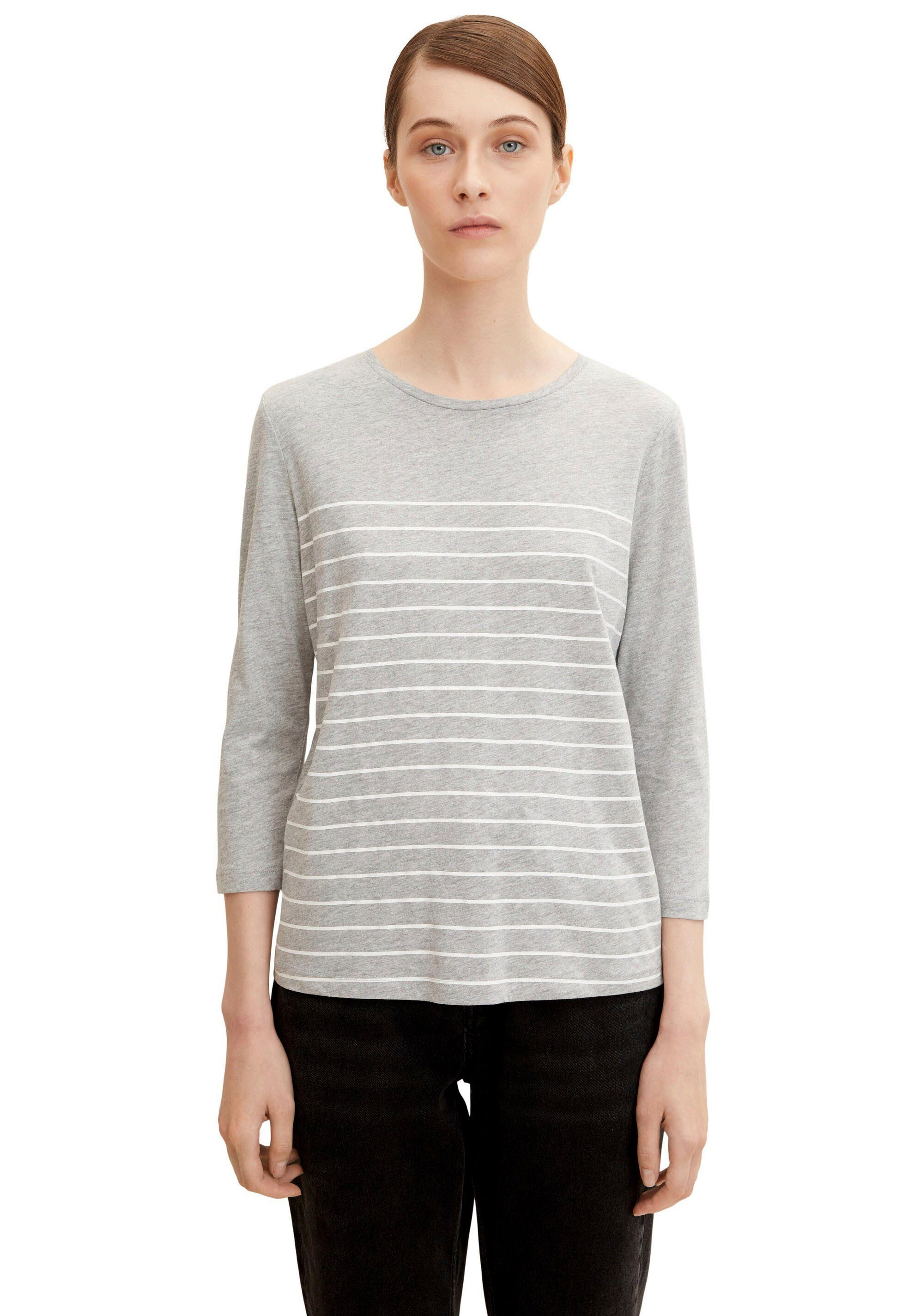 Tom Tailor Shirt met 3/4-mouwen dubbel - strepen + uni (2-delig, Set van 2)