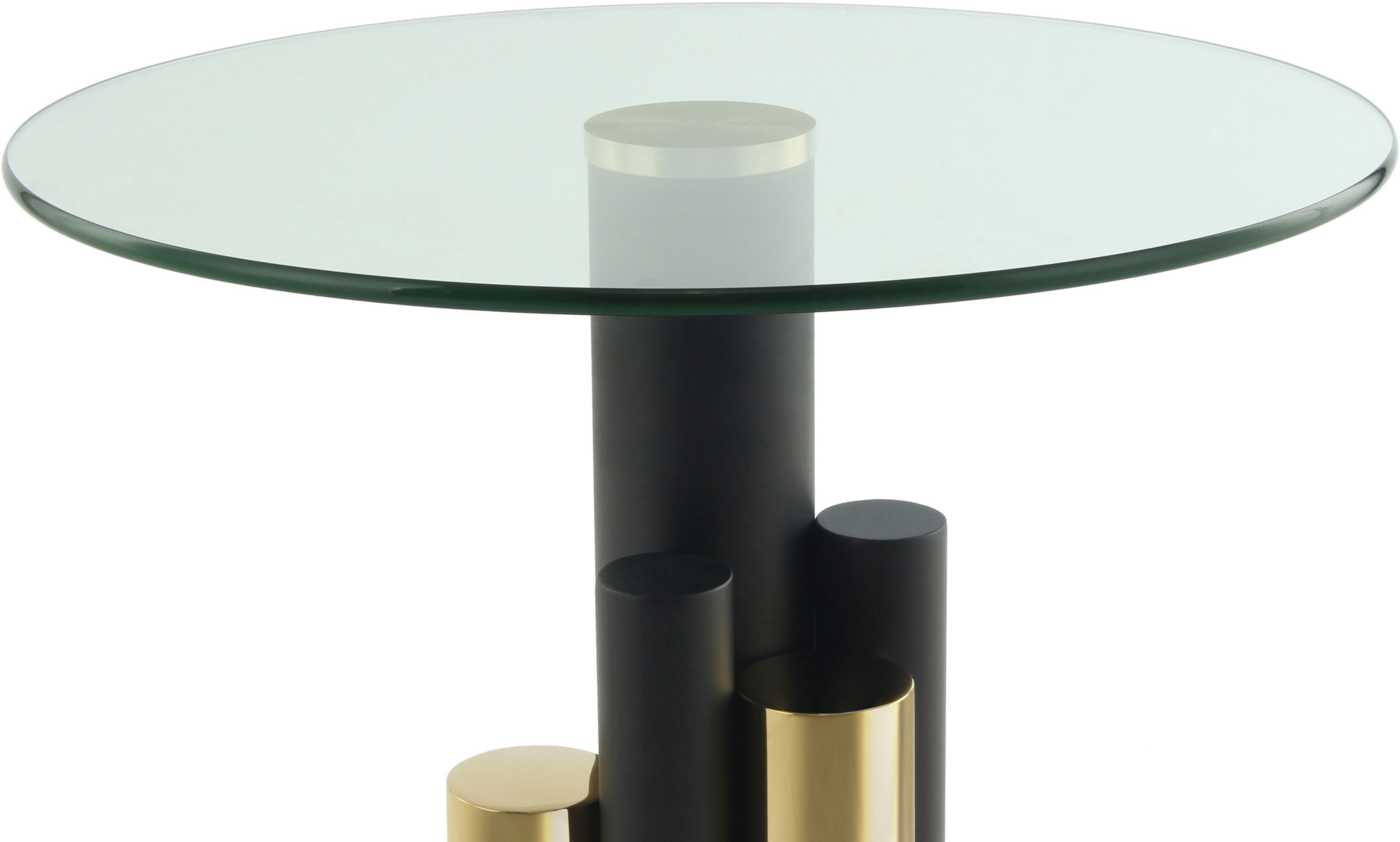 Kayoom Bijzettafel Ontario 225, ronde glasplaat van veiligheidsglas, 100% roestvrijstaal (1 stuk)
